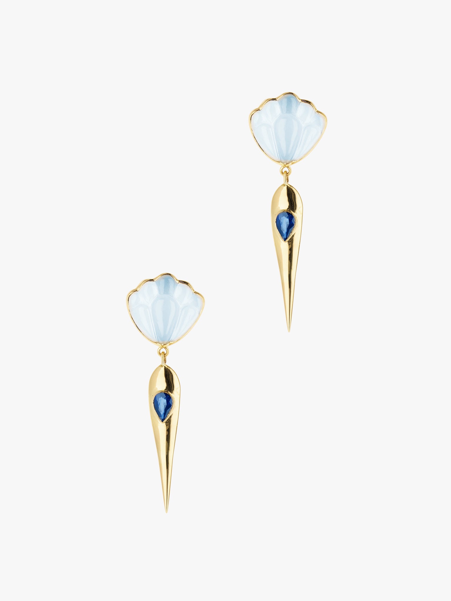 Lotus chalcedony drop earrings