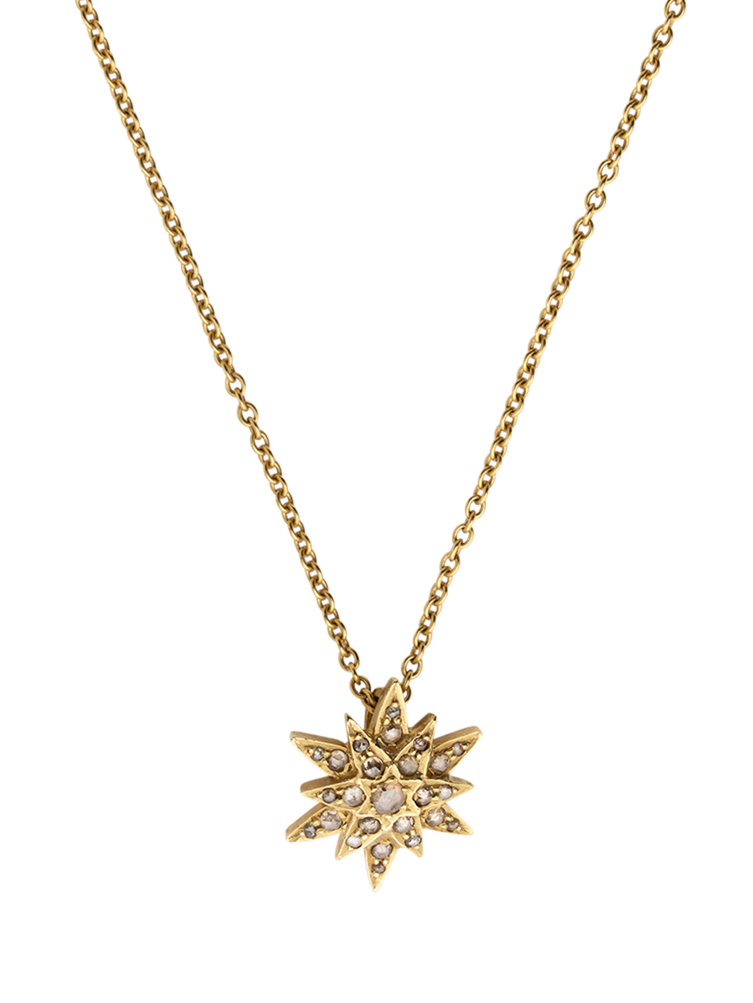 Small diamond starburst necklace
