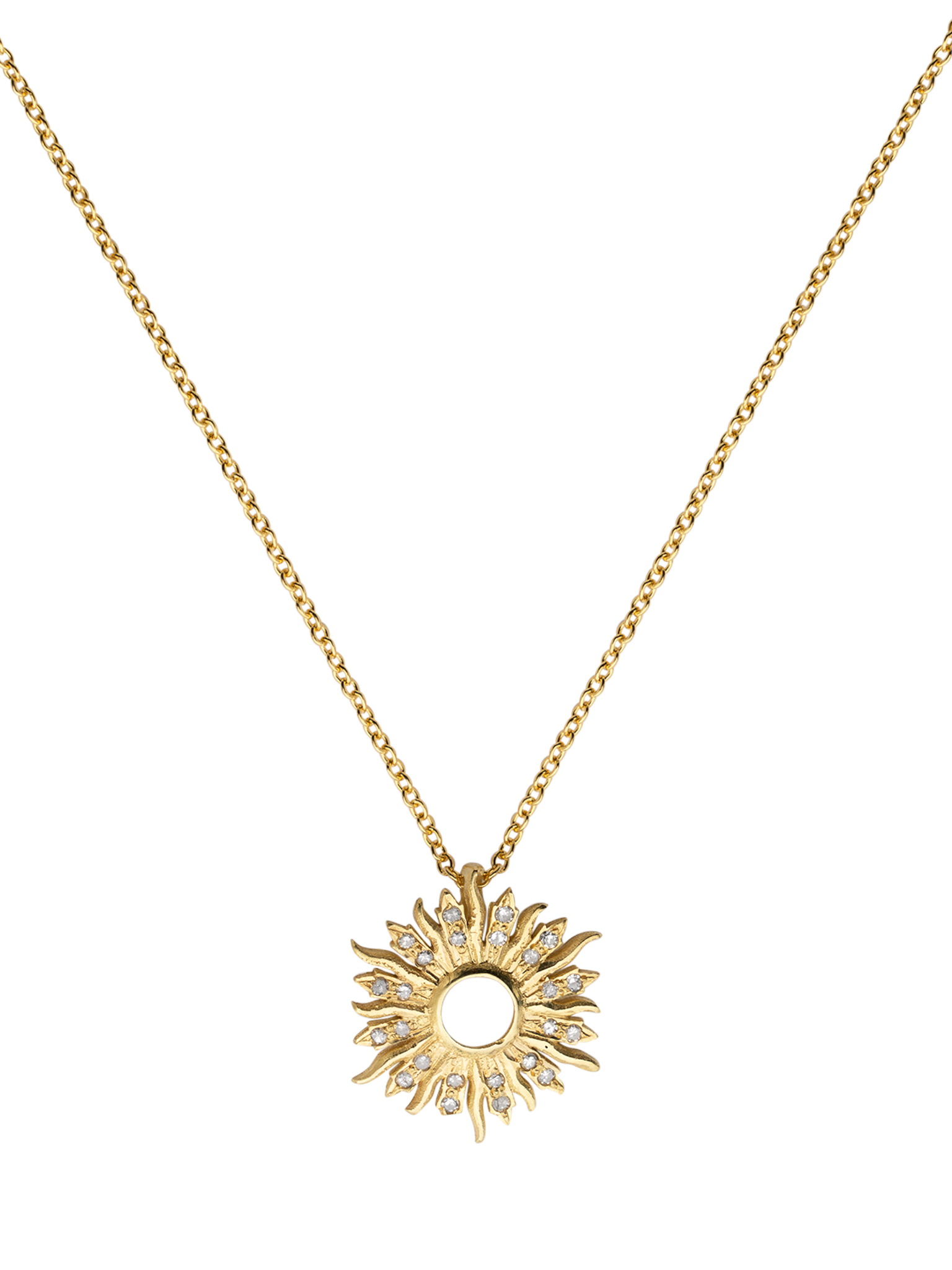 Small diamond sunburst necklace