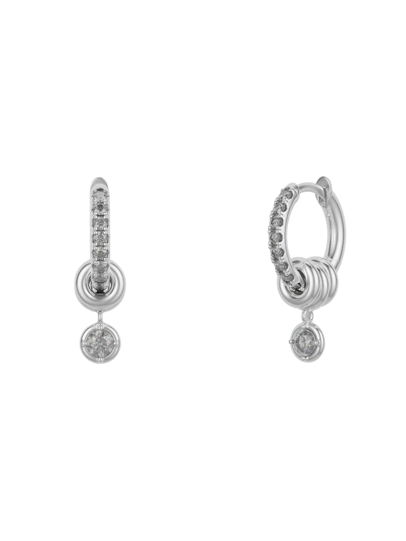 Zahra Pavé Silver Gris Earrings