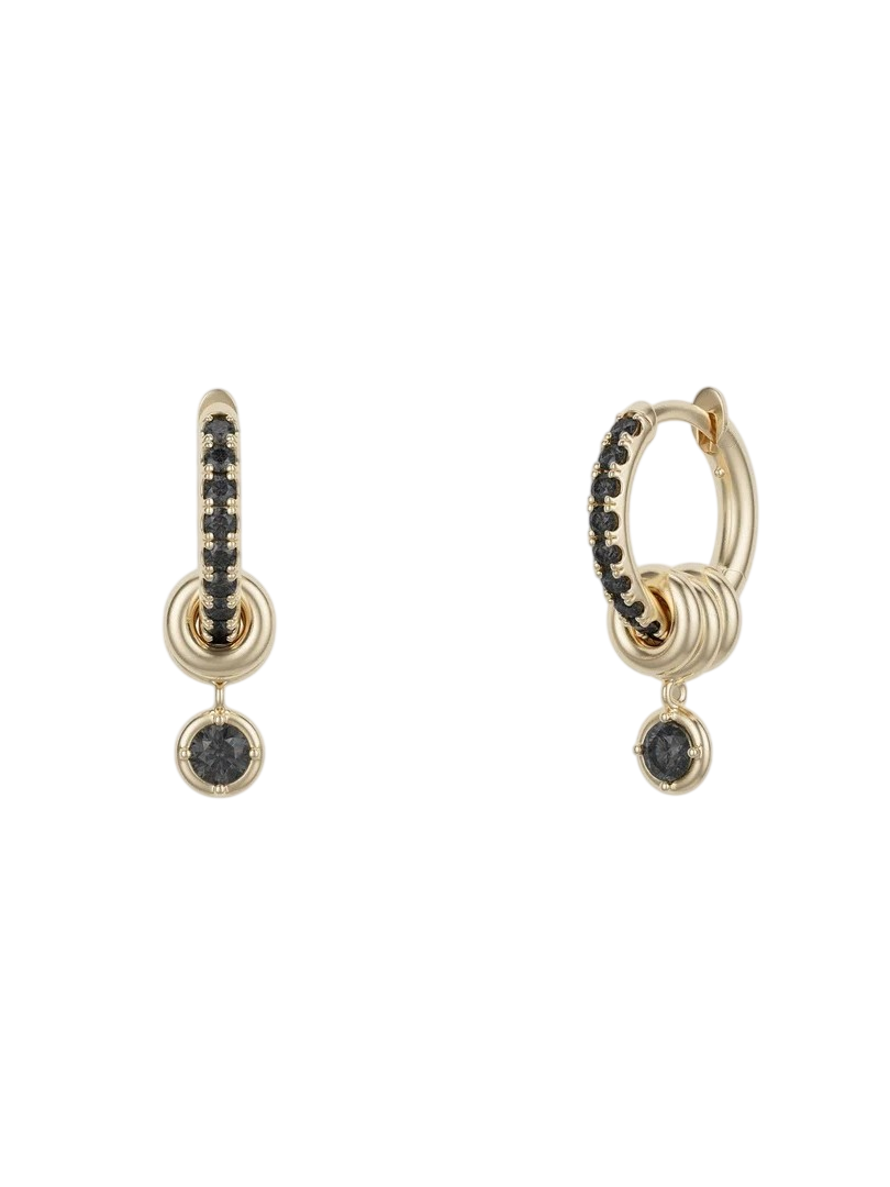 Zahra Pavé YG Noir Earrings