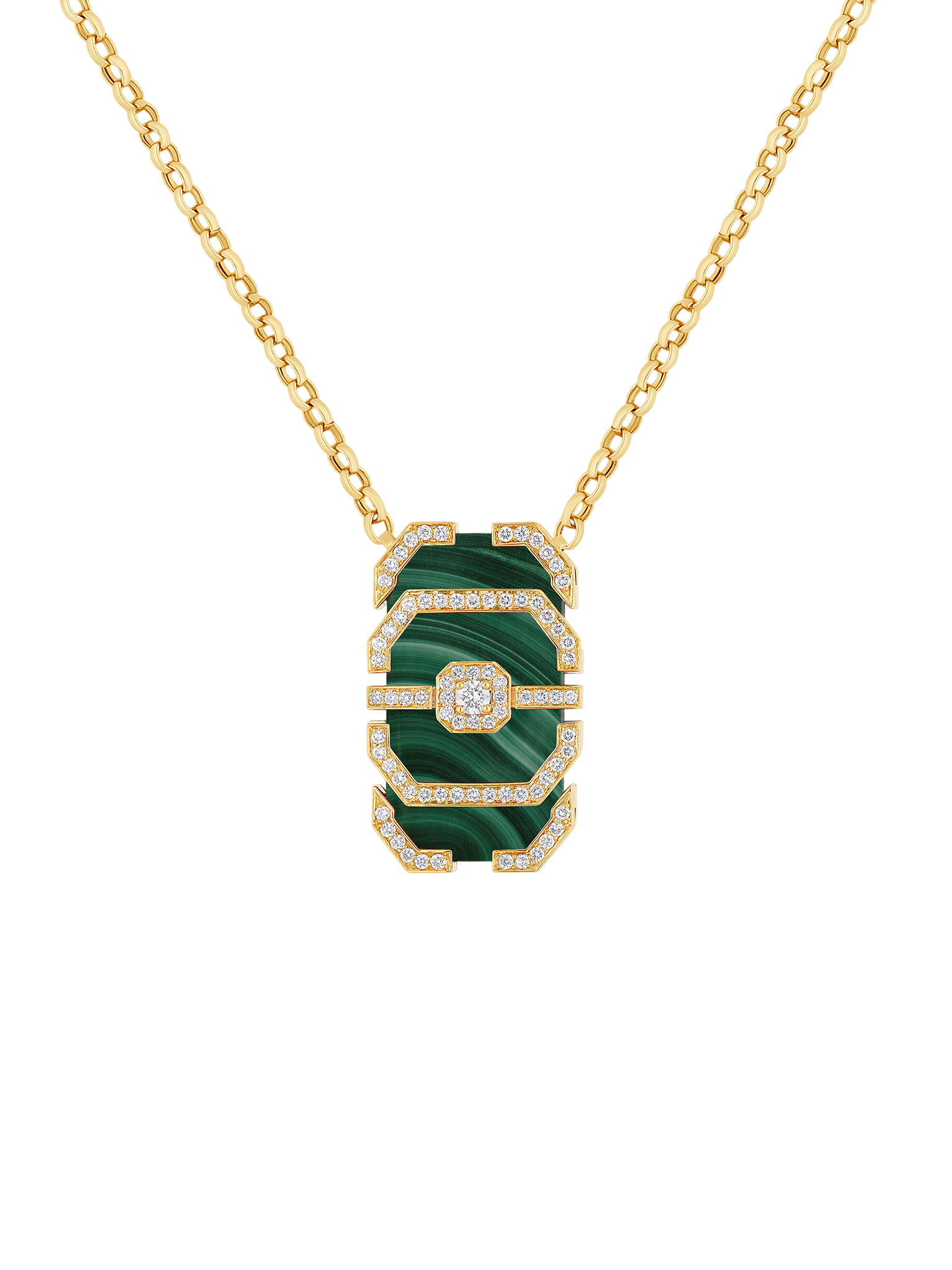 Necklace my way malachite 18k yellow gold, malachite & diamonds
