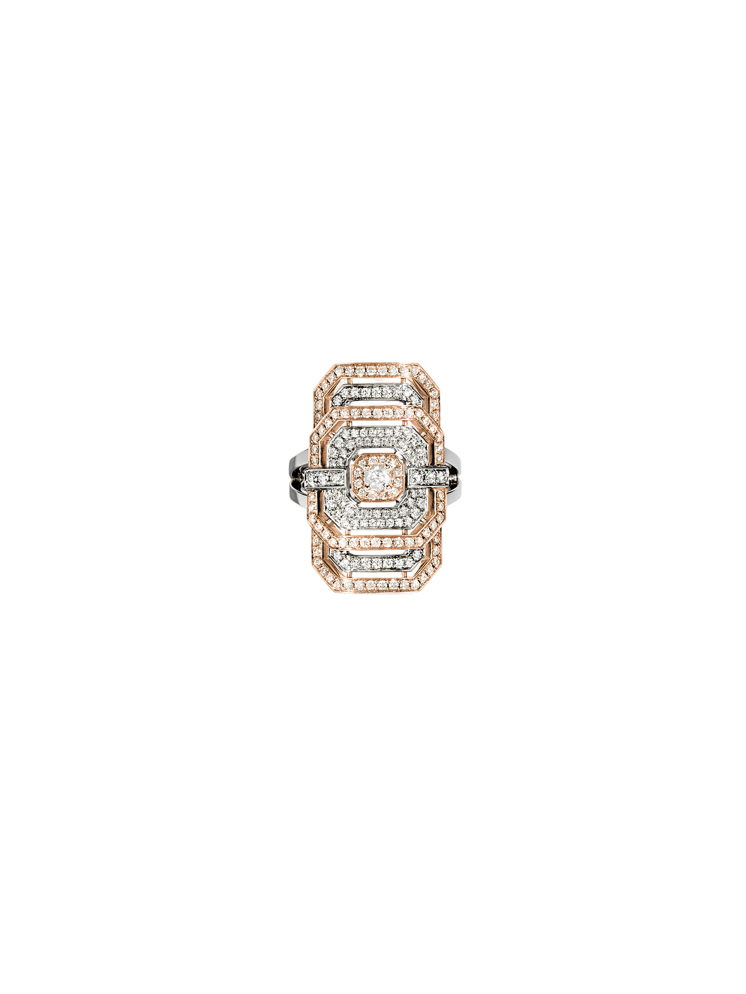 Ring my way diamonds, silver &  18k pink gold