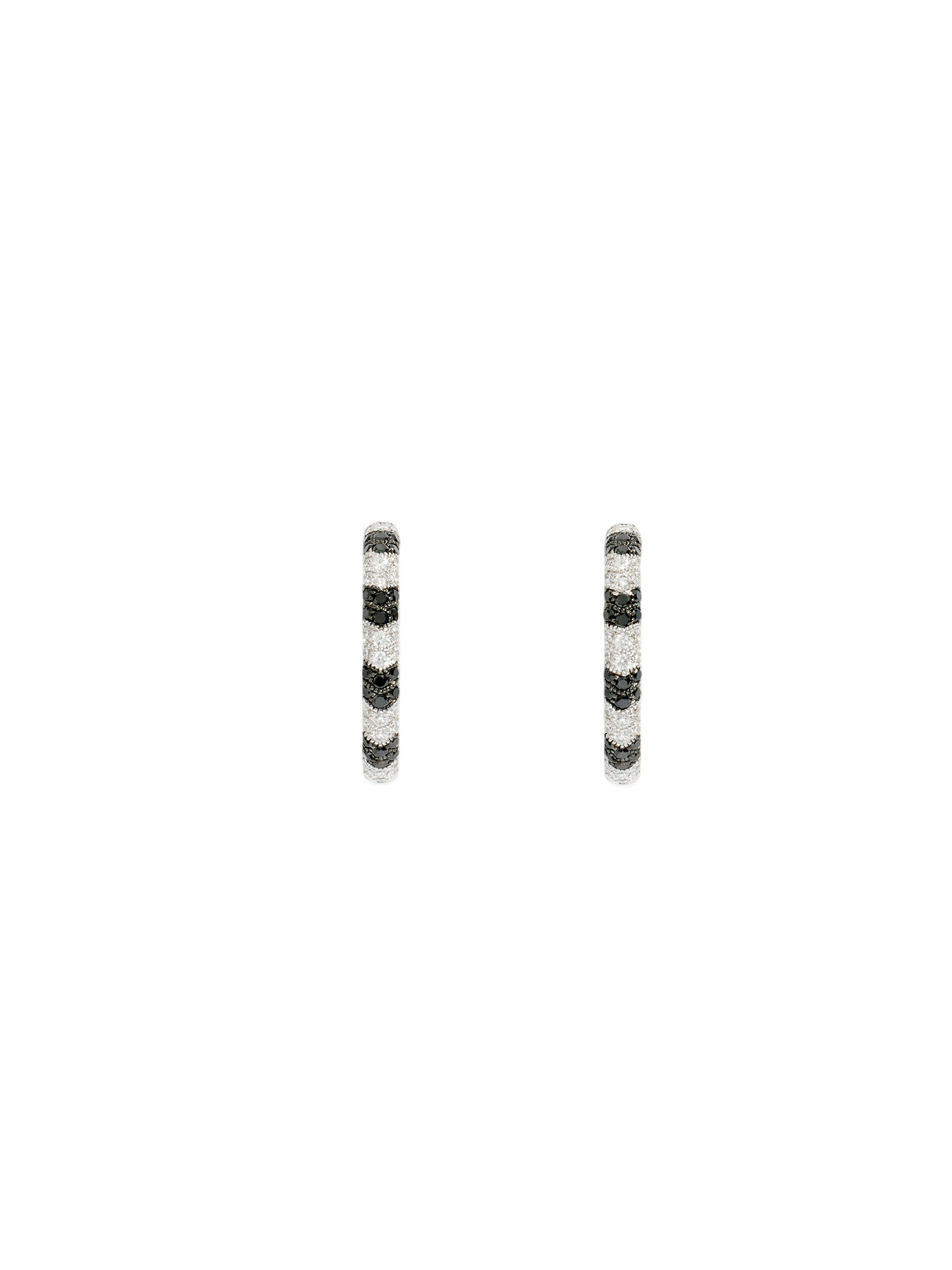 Earrings mesh reptile 18k white gold & black & white diamonds 