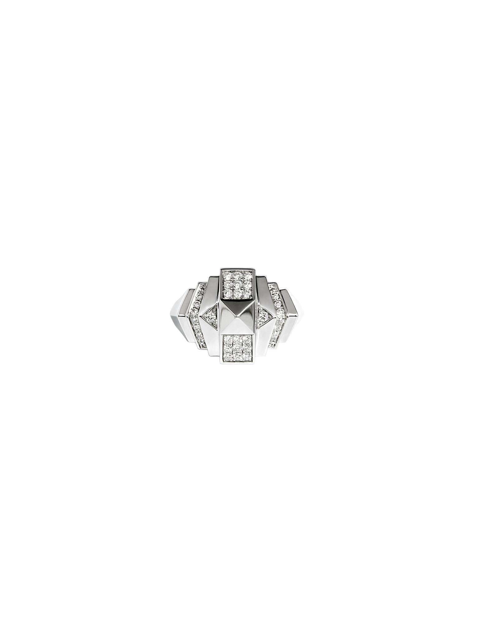 Ring rockaway mini pyramid half paved & silver