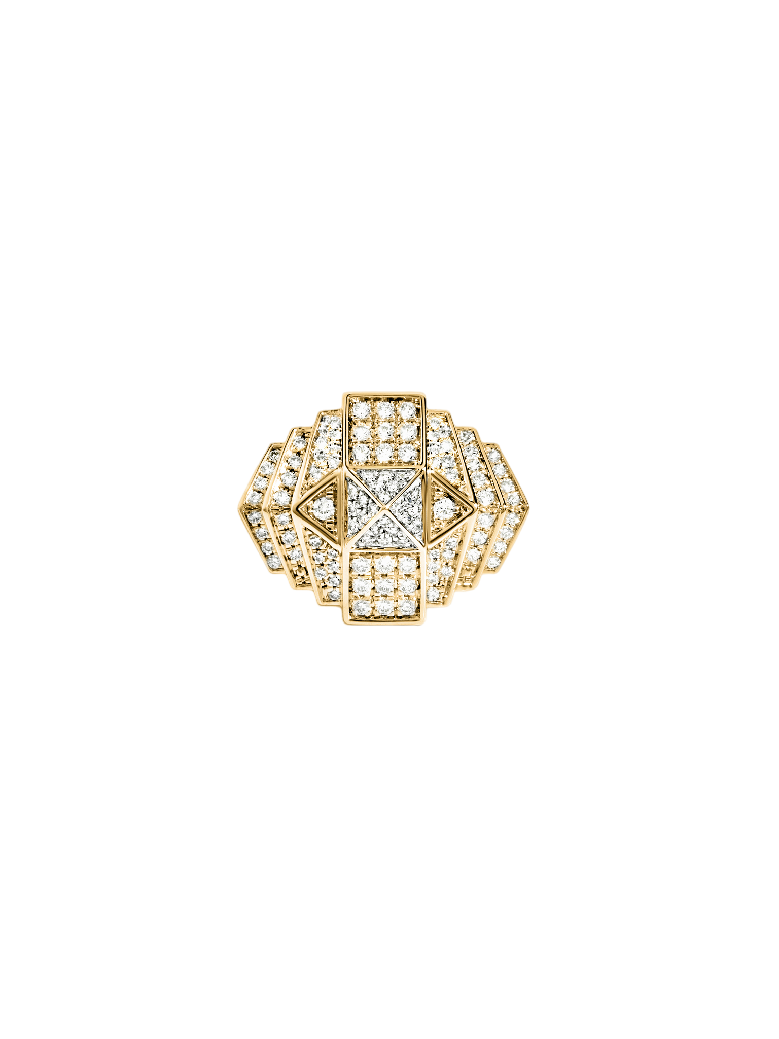 Ring mini rockaway pyramid diamonds & 18k yellow gold