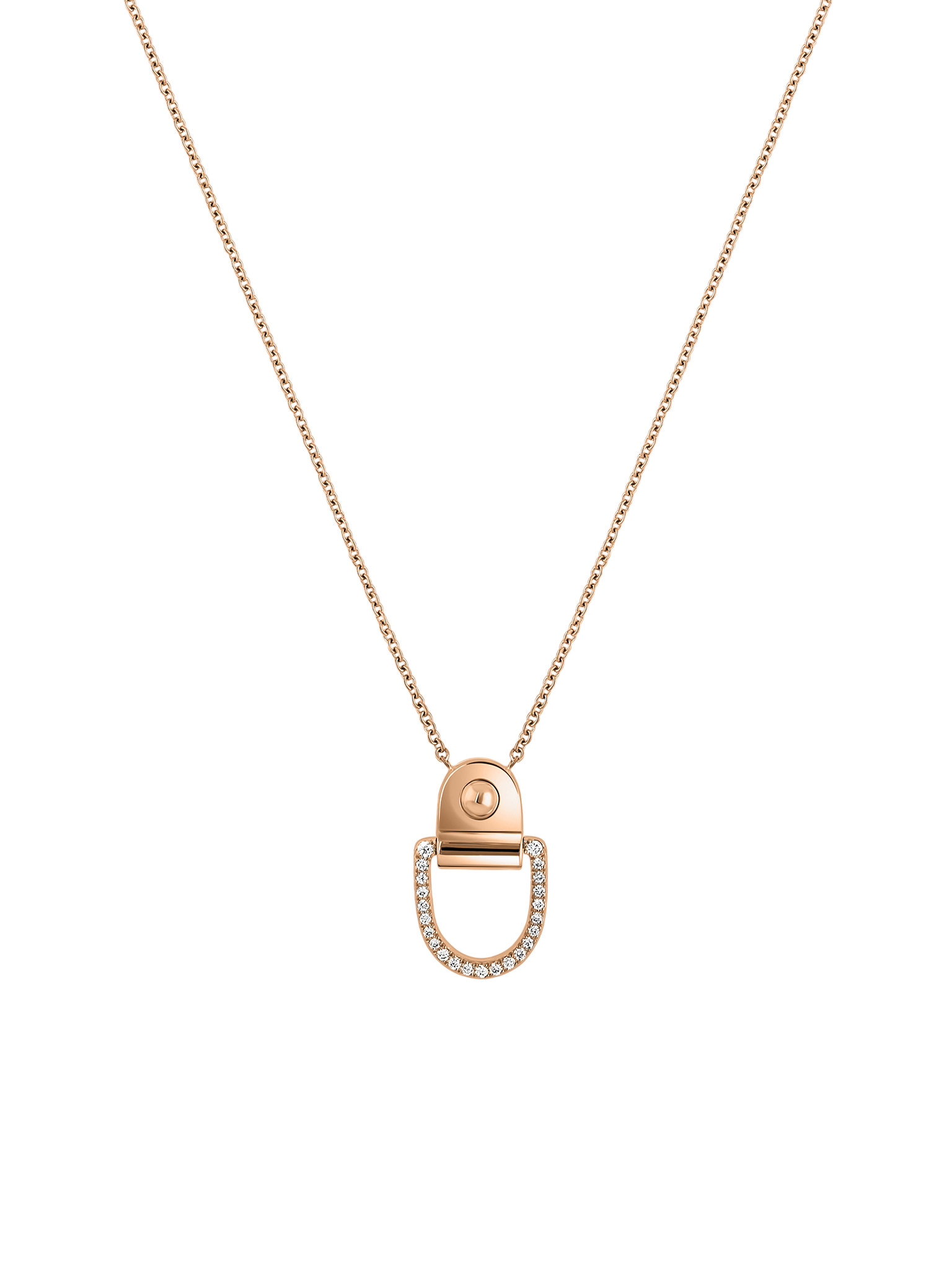 Necklace rivet diamonds & 18k pink gold 