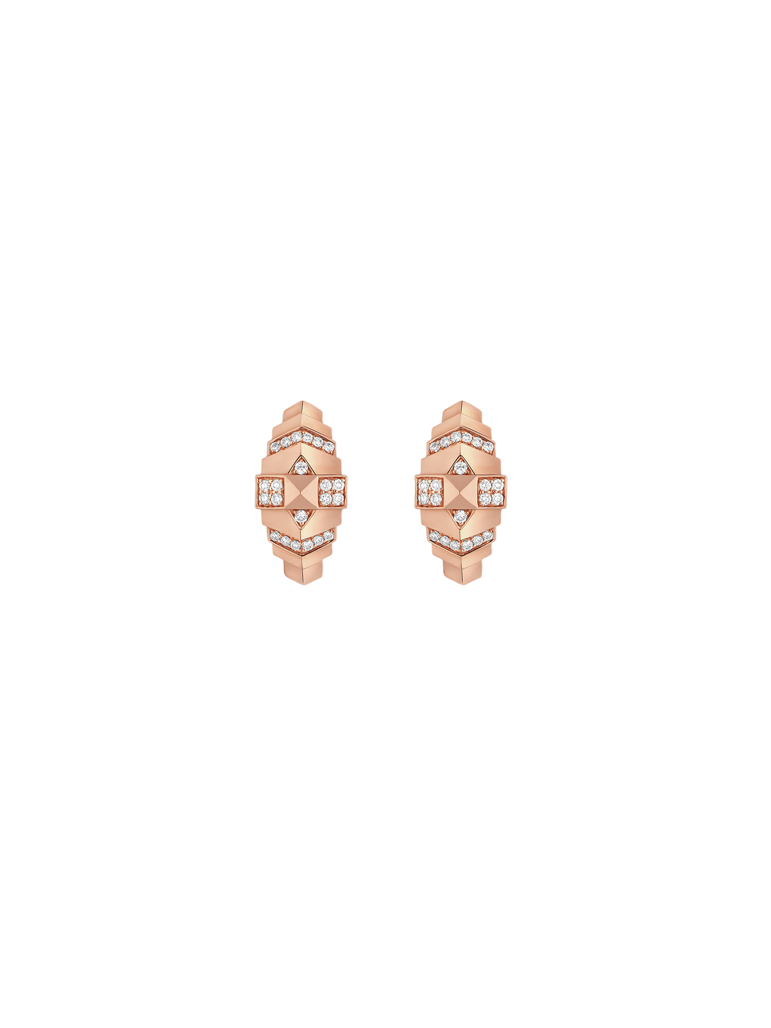 Hoops rockaway mini pyramid diamonds & pink gold