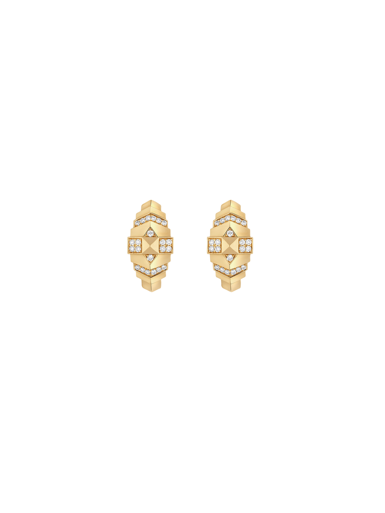 Hoops rockaway mini pyramid diamonds & yellow gold