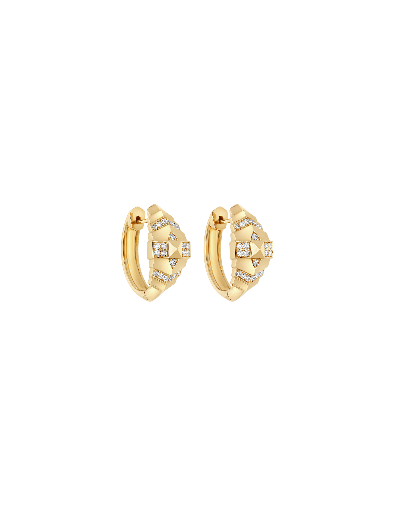 Hoops rockaway mini pyramid diamonds & yellow gold