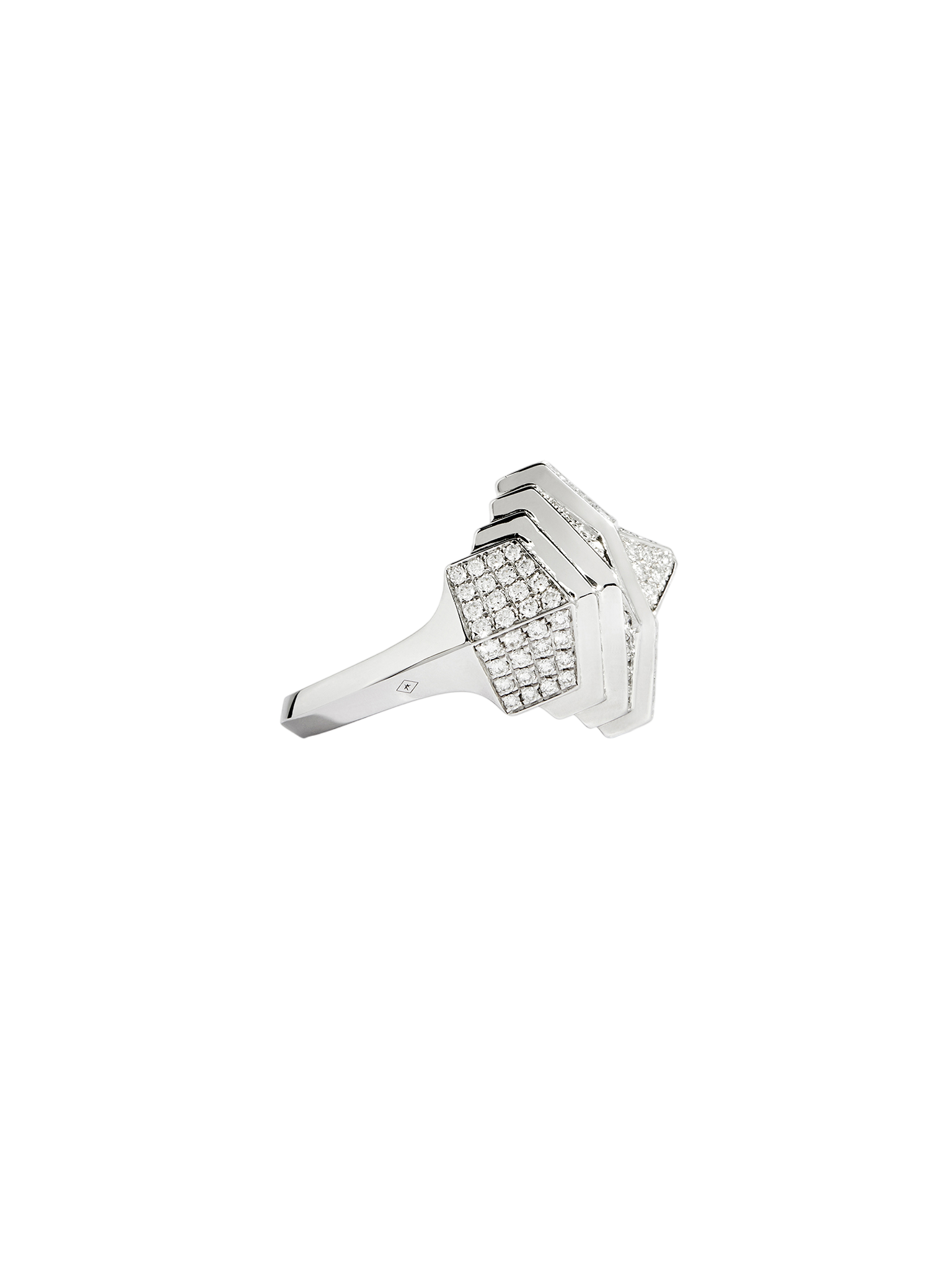 Ring rockaway pyramid diamonds & silver