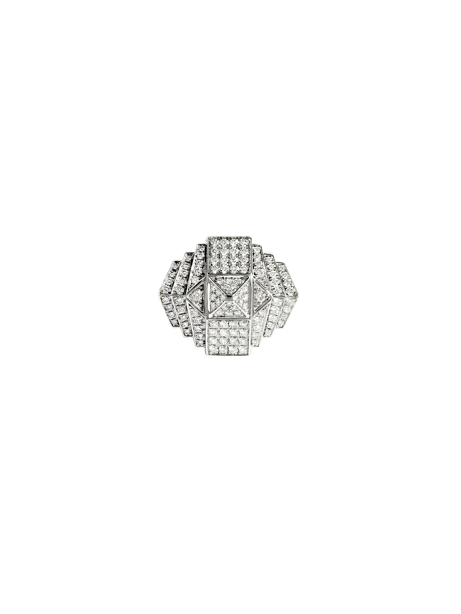 Ring rockaway pyramid diamonds & silver