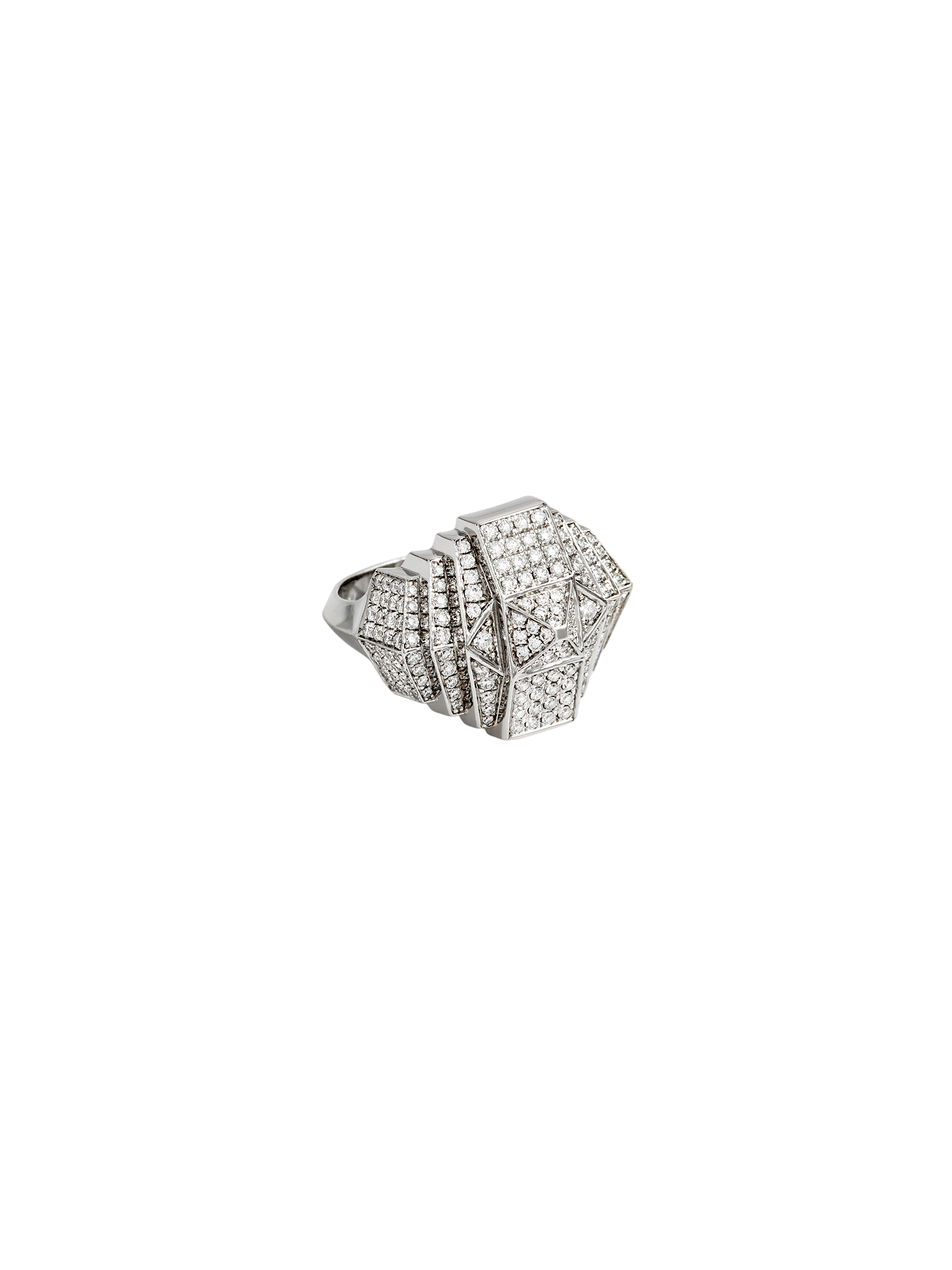 Ring rockaway pyramid diamonds & silver