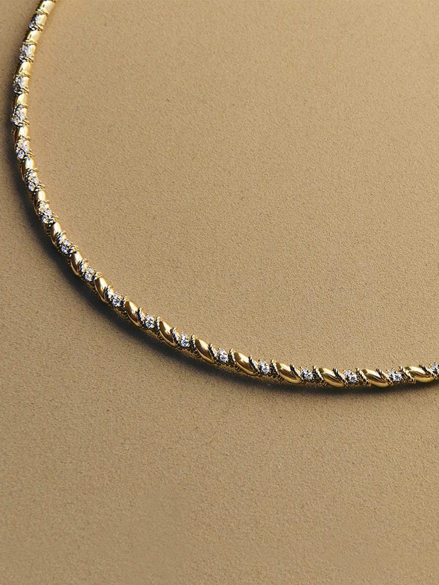 Collier Twist Or et diamants