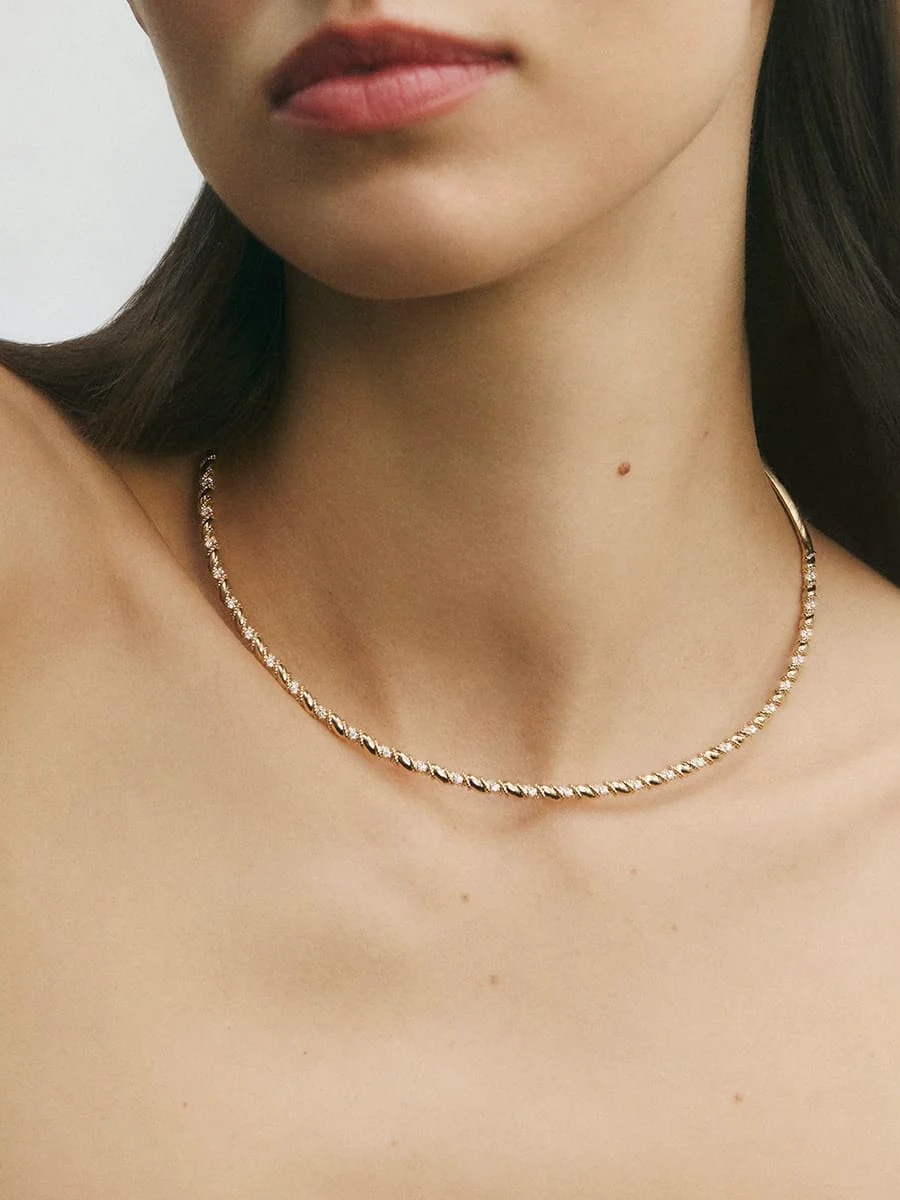 Collier Twist Or et diamants