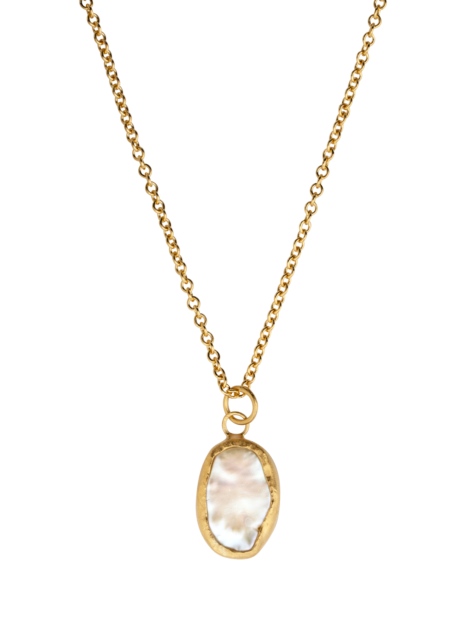 Oval baroque pearl pendant necklace