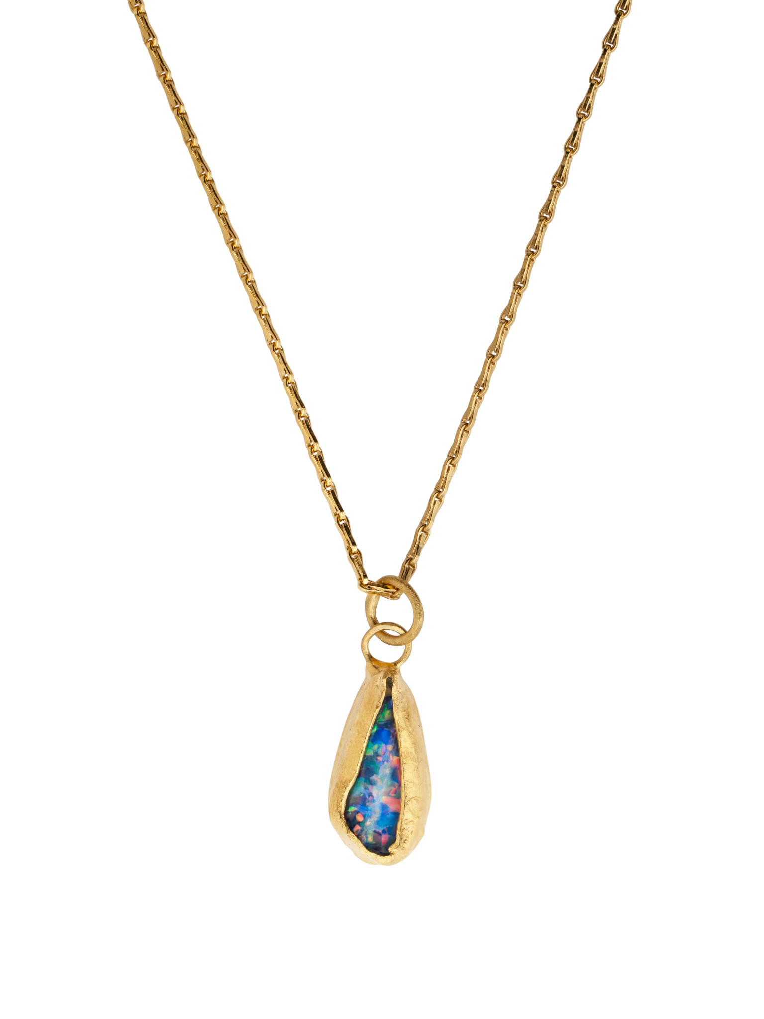 Australian opal drop pendant necklace
