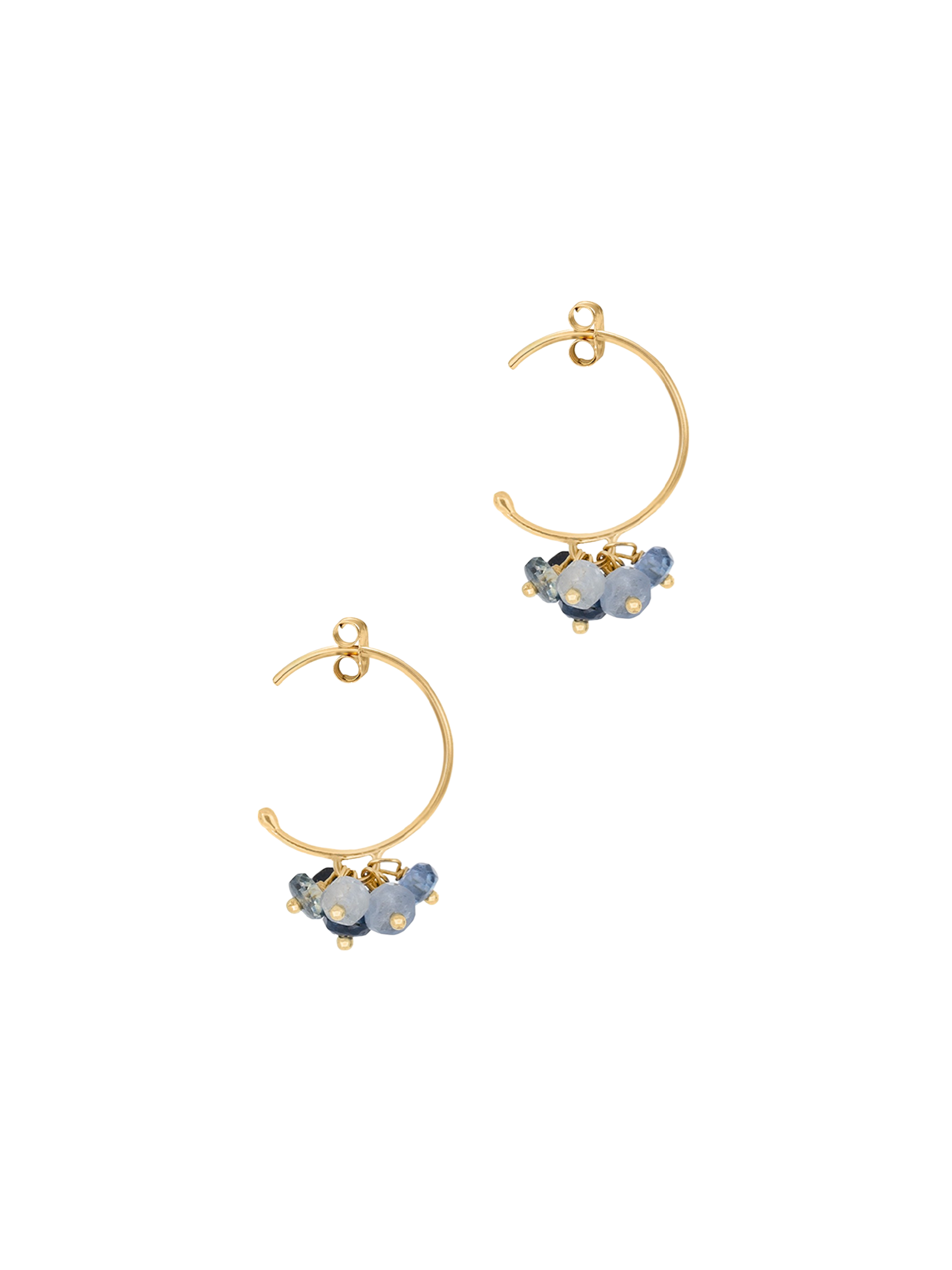 Pogo punk sapphire cluster baby hoops 