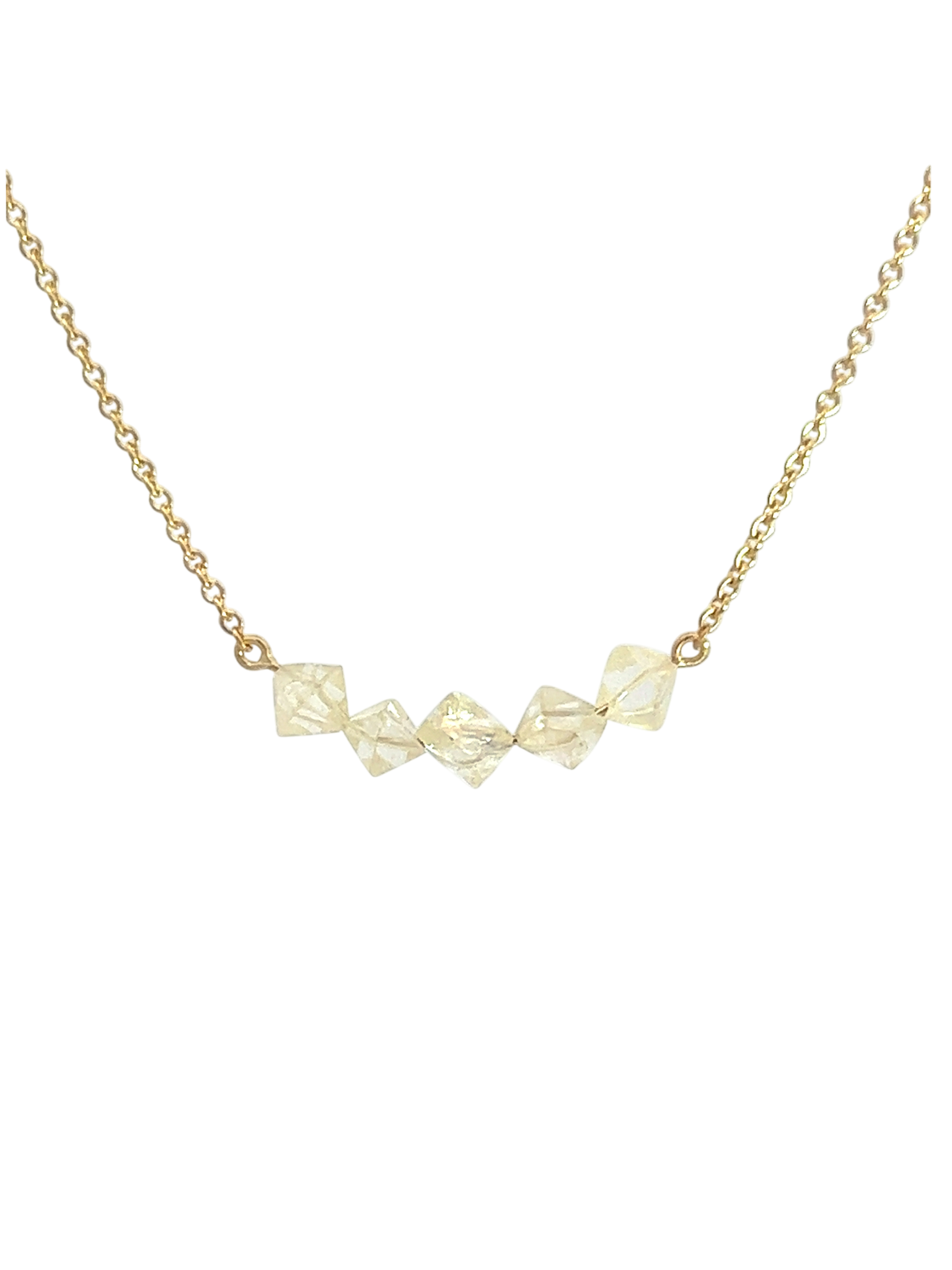 Yellow raw diamond necklace 5 pieces