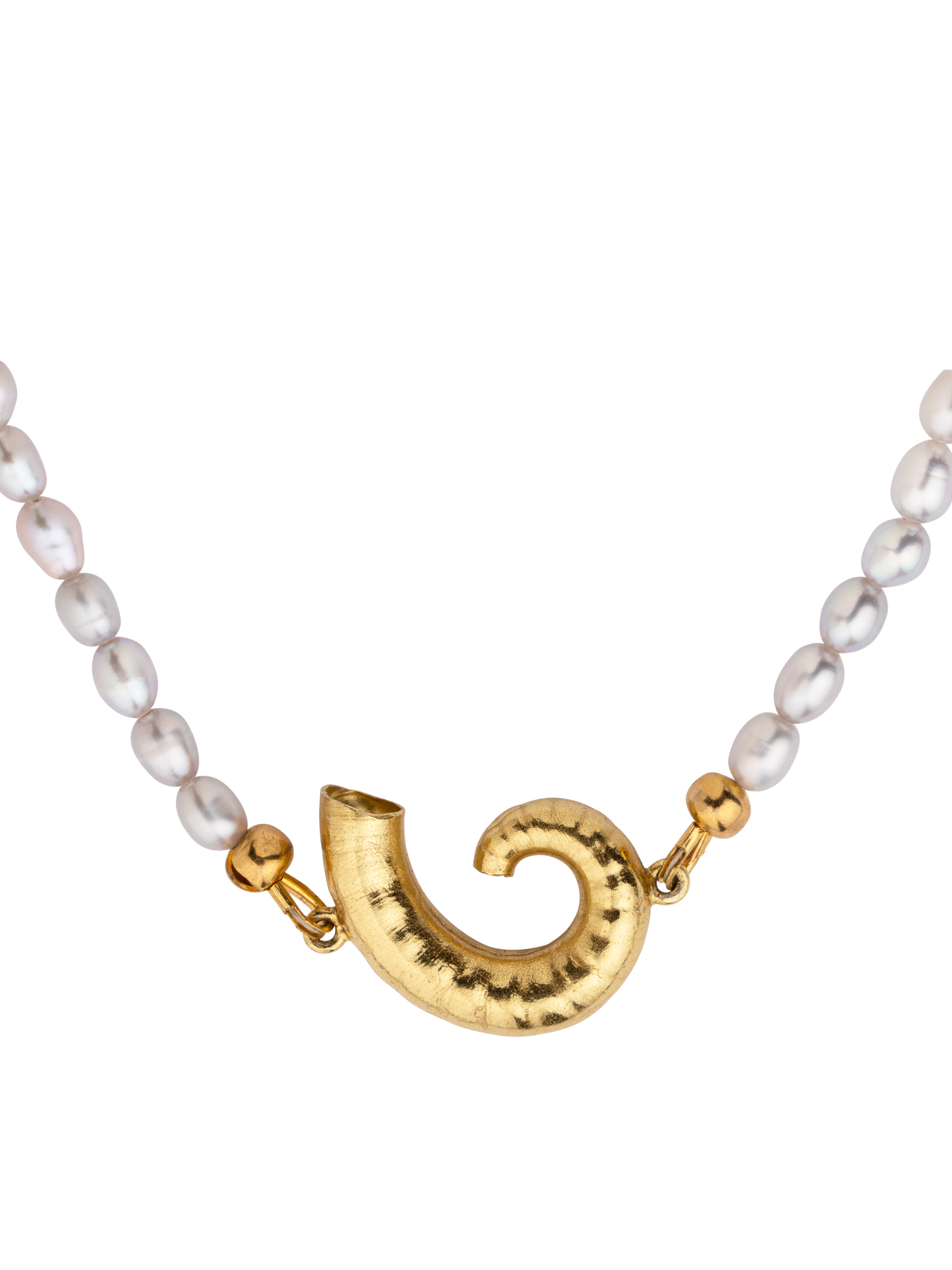 Seashells swirl necklace with freshwater pearls