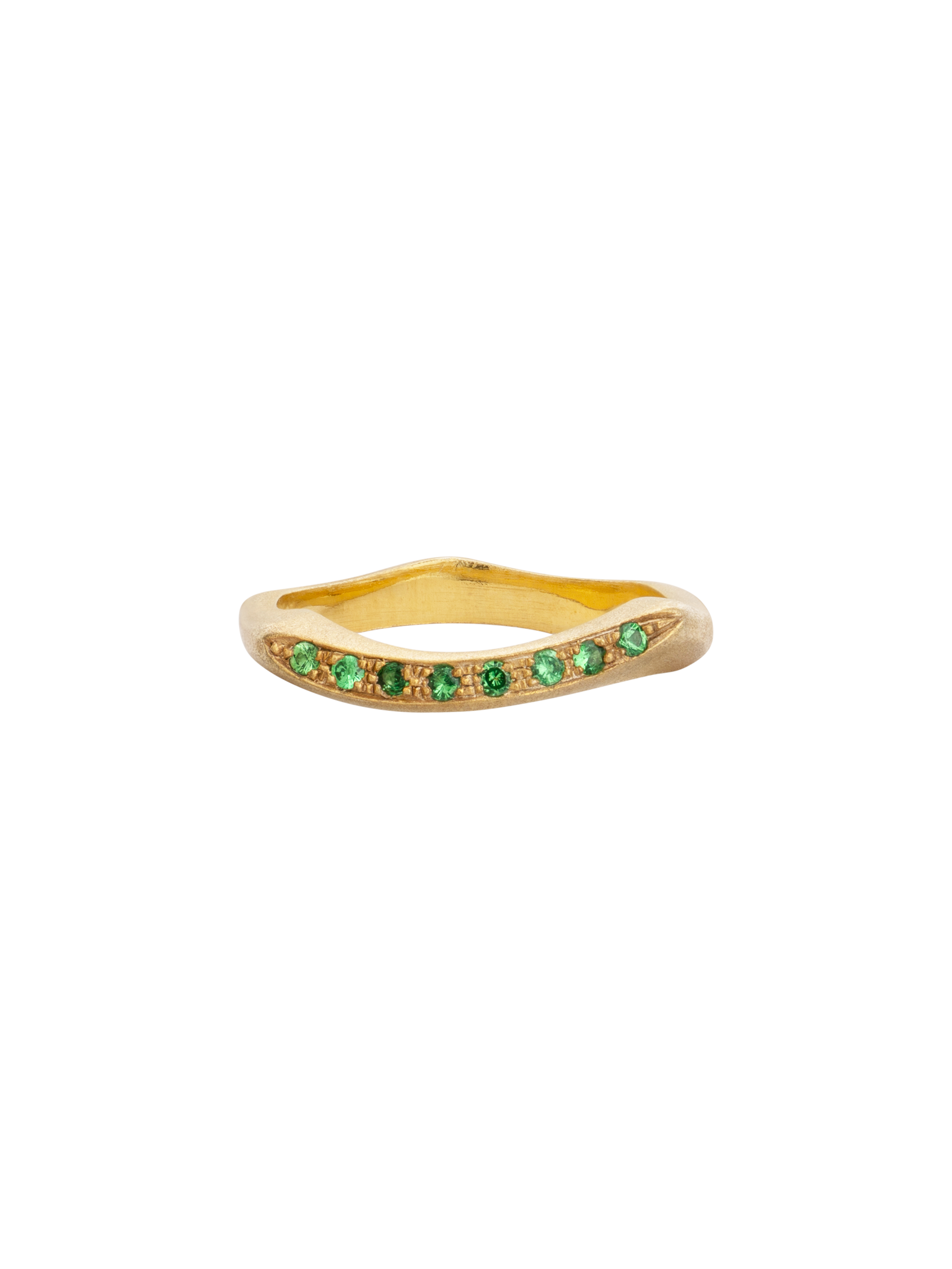 Pebbles thin vermeil ring with green tsavorite