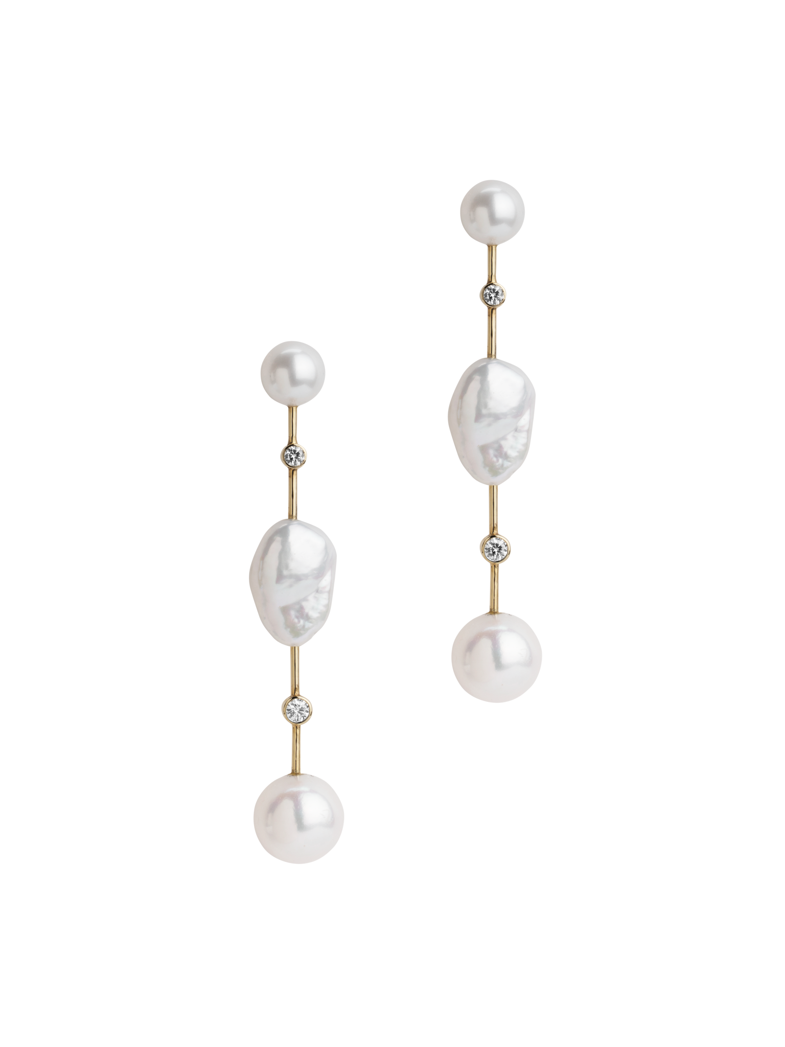 Round cloudbar diamond earrings