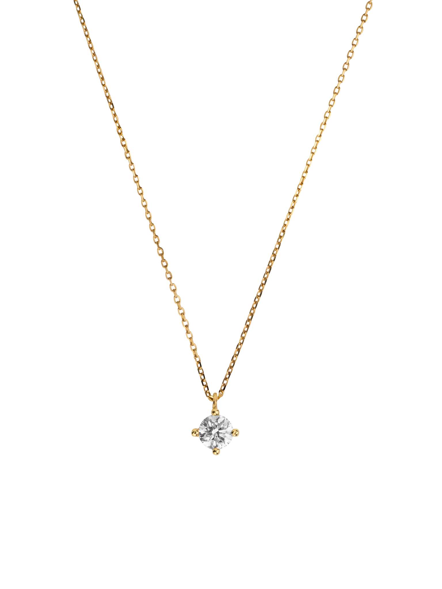 Gold solitaire lab grown diamond necklace