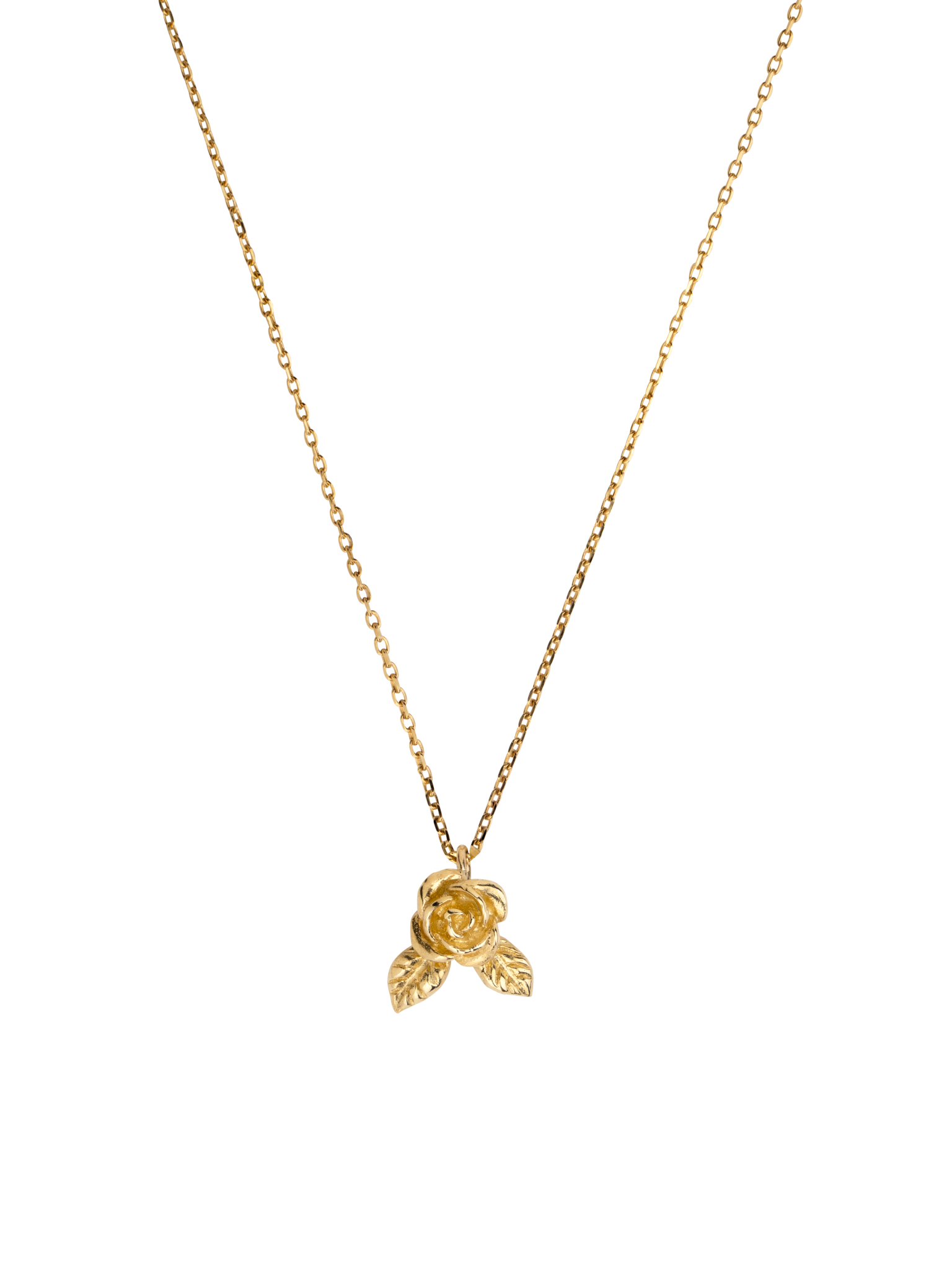 9ct Gold roses are red pendant necklace
