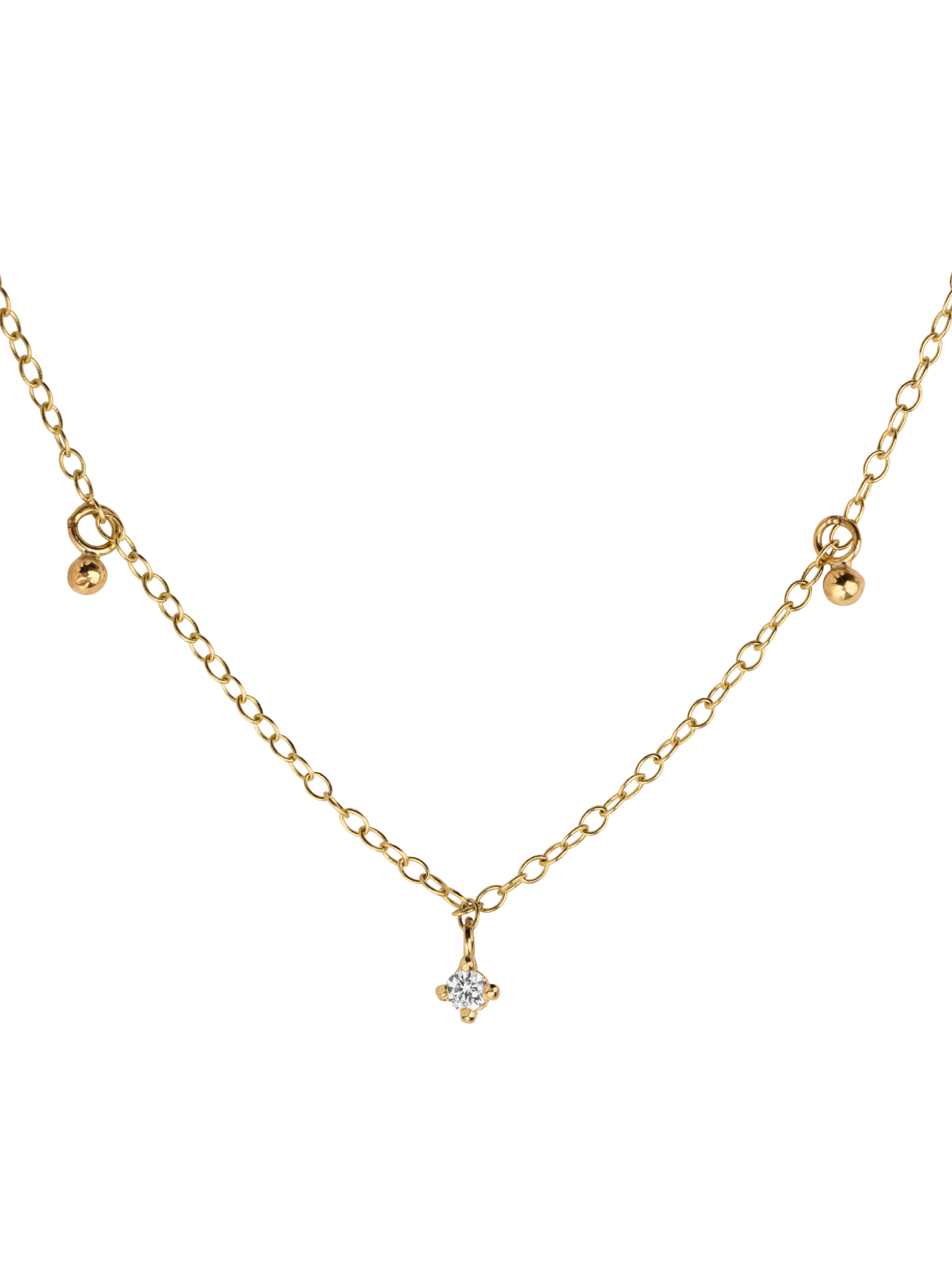 Gold delicate lab grown diamond drop necklace