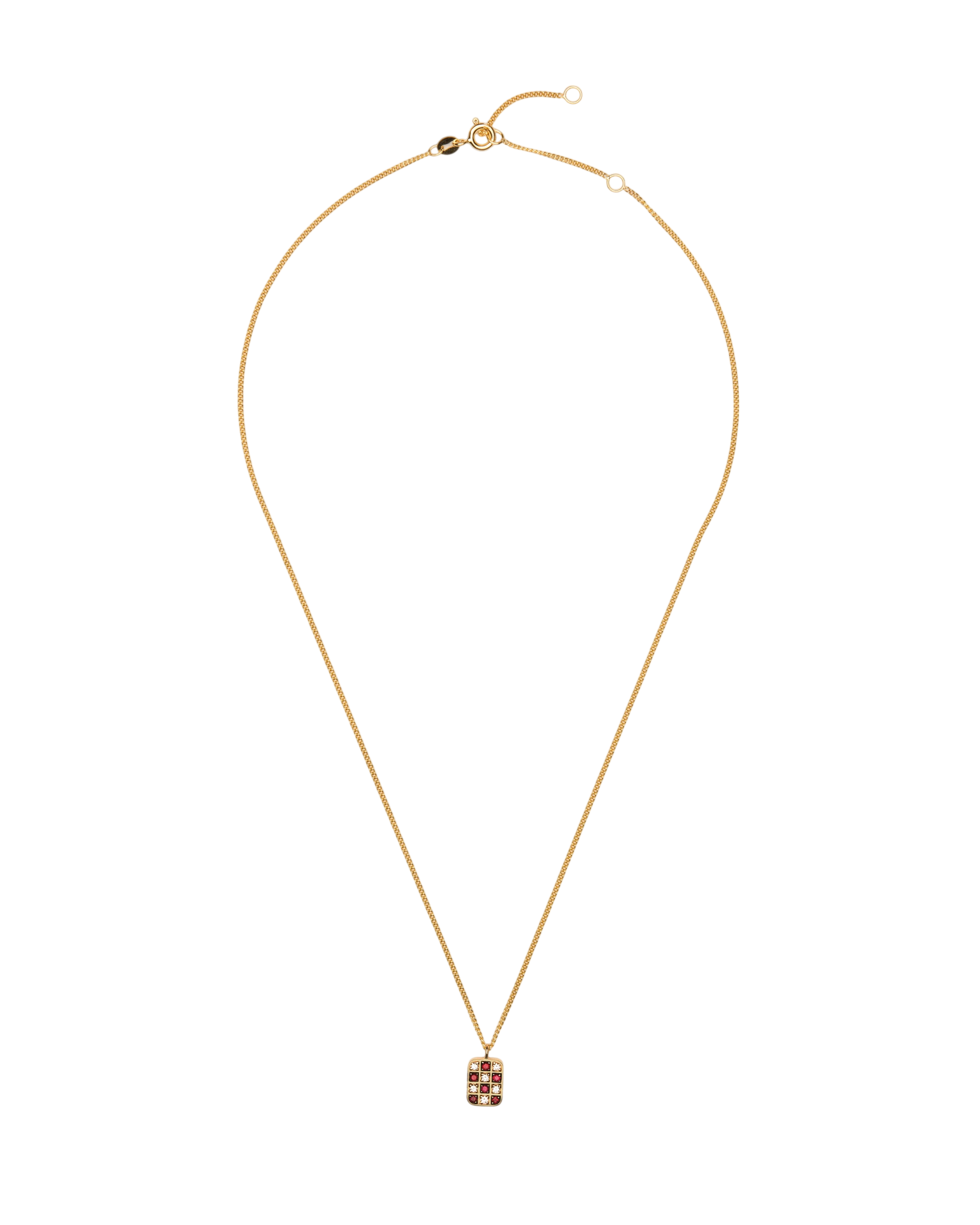 Necklace with ruby and diamond chessboard pendant in 18 ct. gold