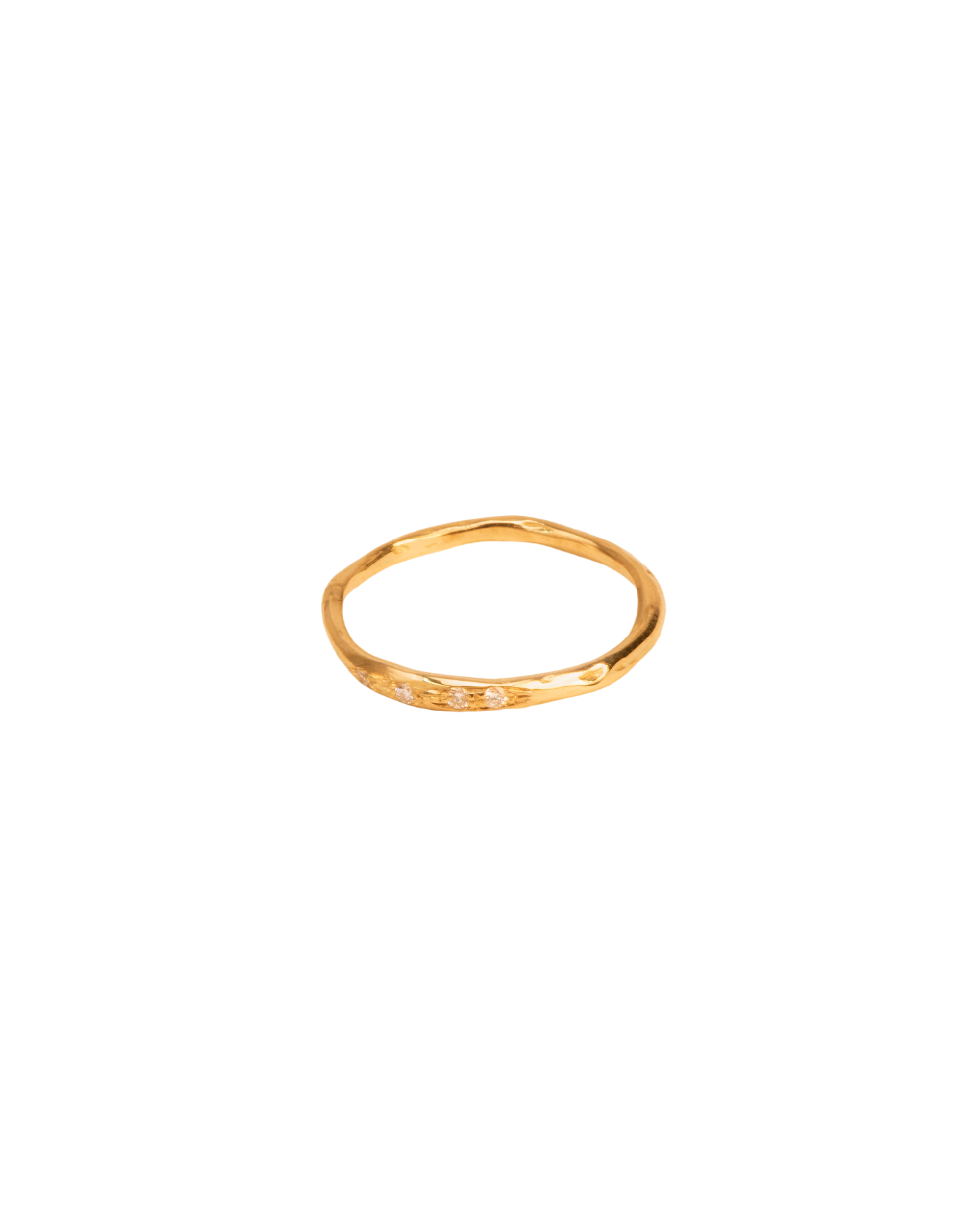Organic ring with four white diamonds in 18 ct. gold photo