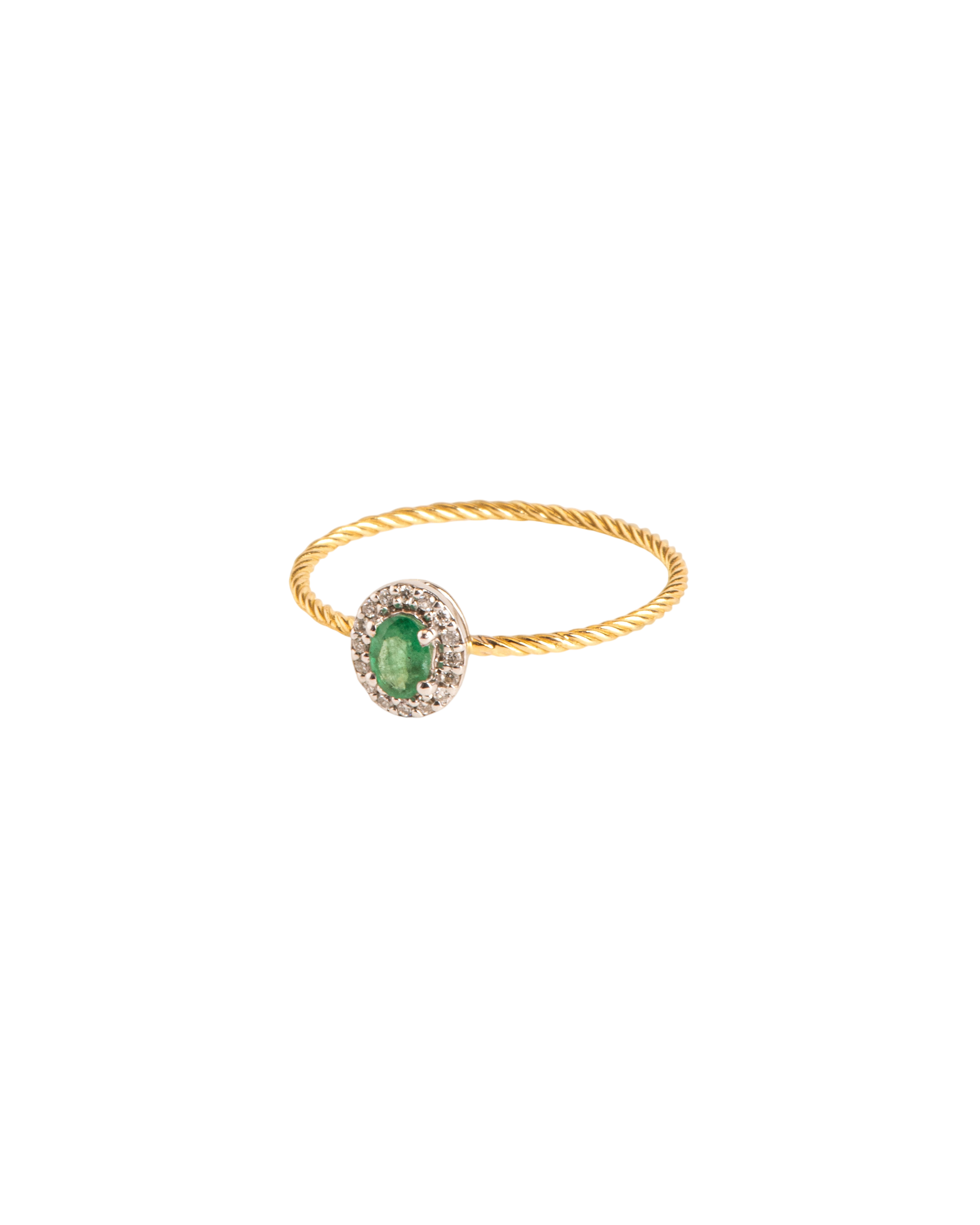 Ring with emerald and diamond rosette in 18 ct. gold photo