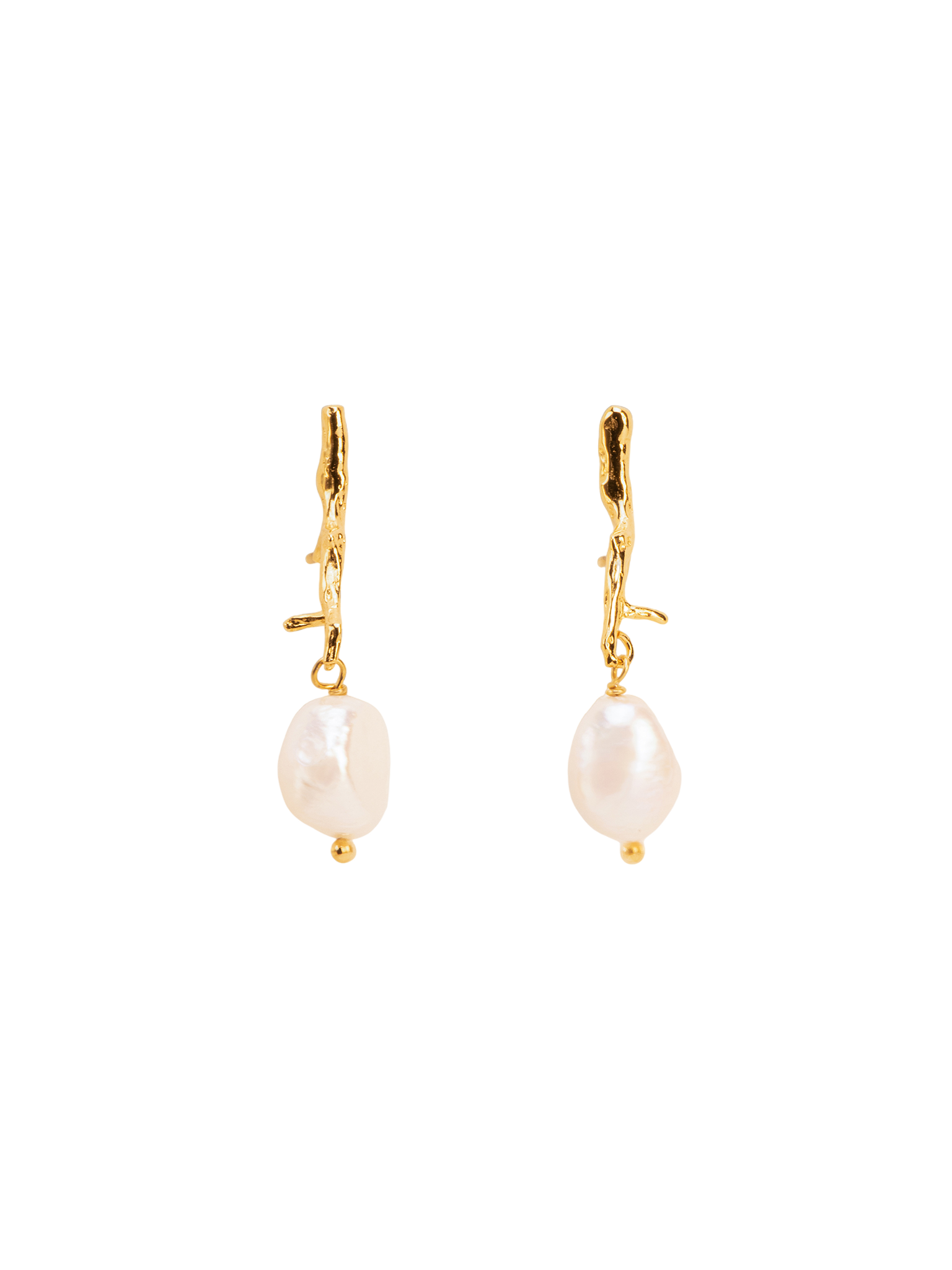 Branch-shaped stud earrings with pearl 
