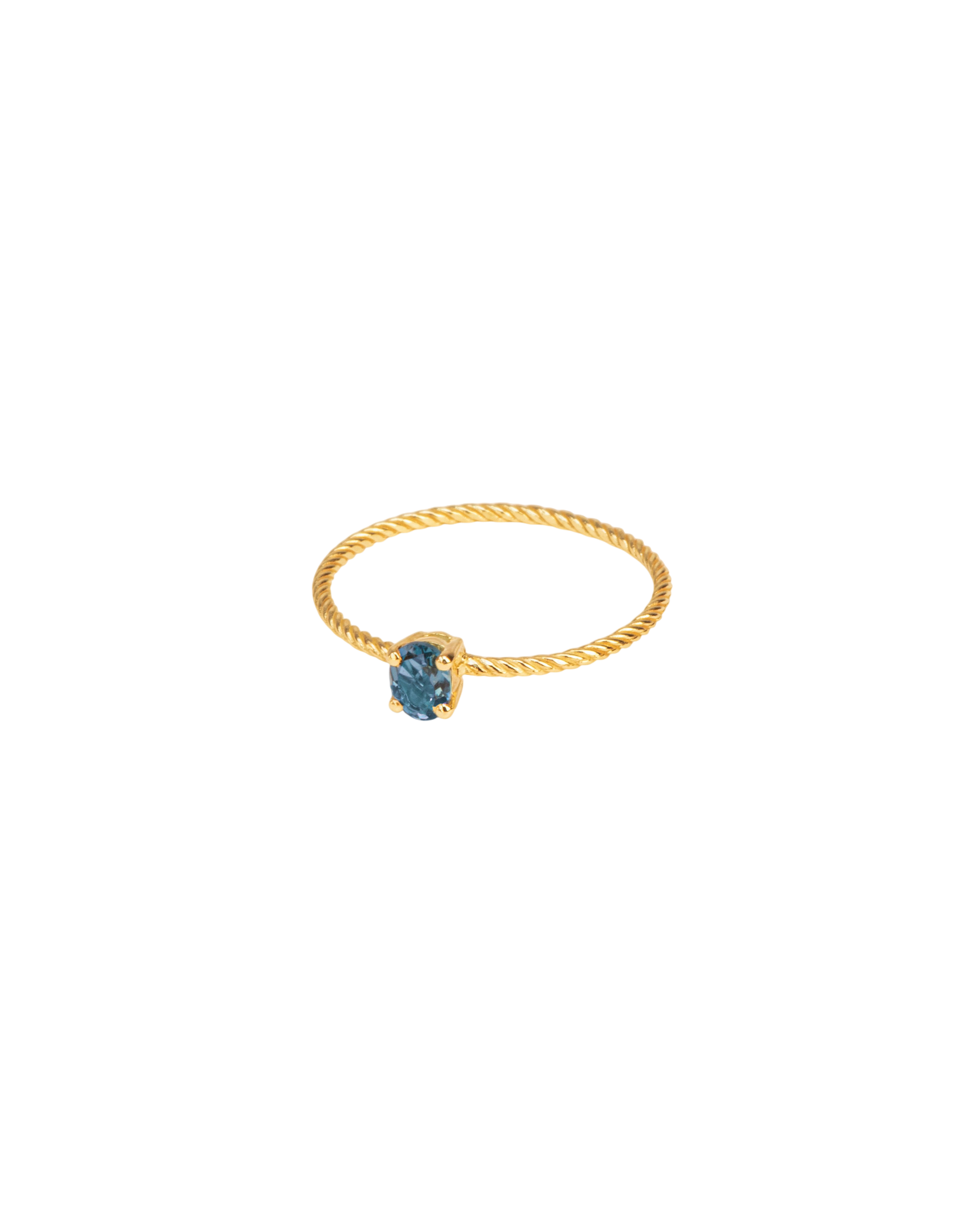 Twisted ring with london blue topaz in 18 ct. Gold photo