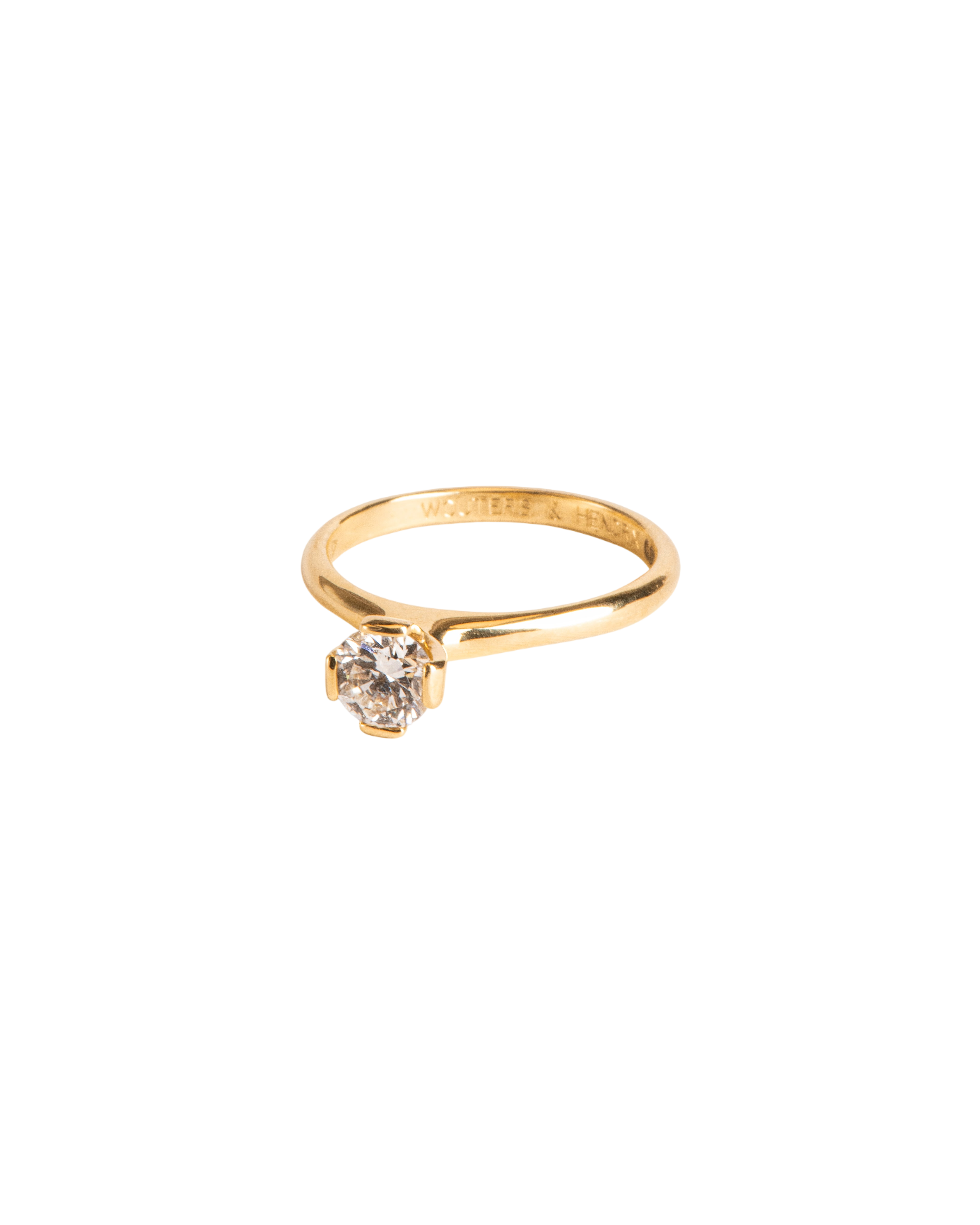 Solitaire with white diamond in 18 ct. gold photo