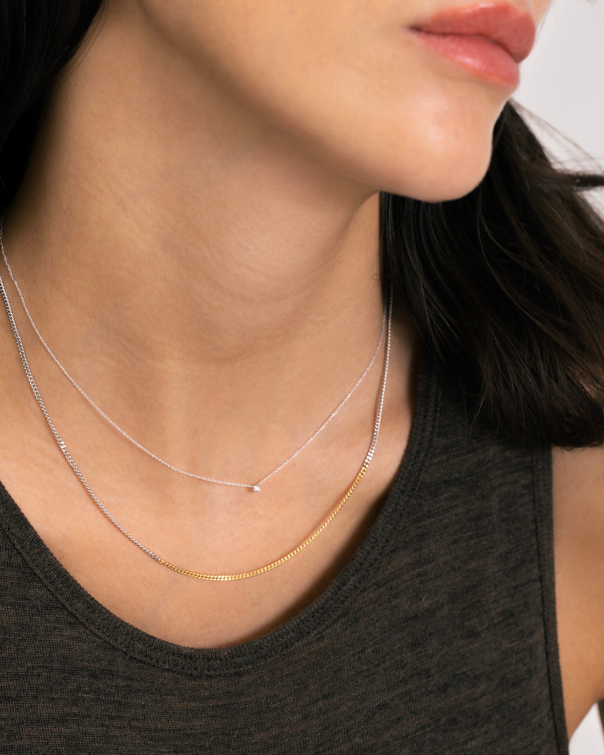 Necklace with white diamond in 18 ct. gold