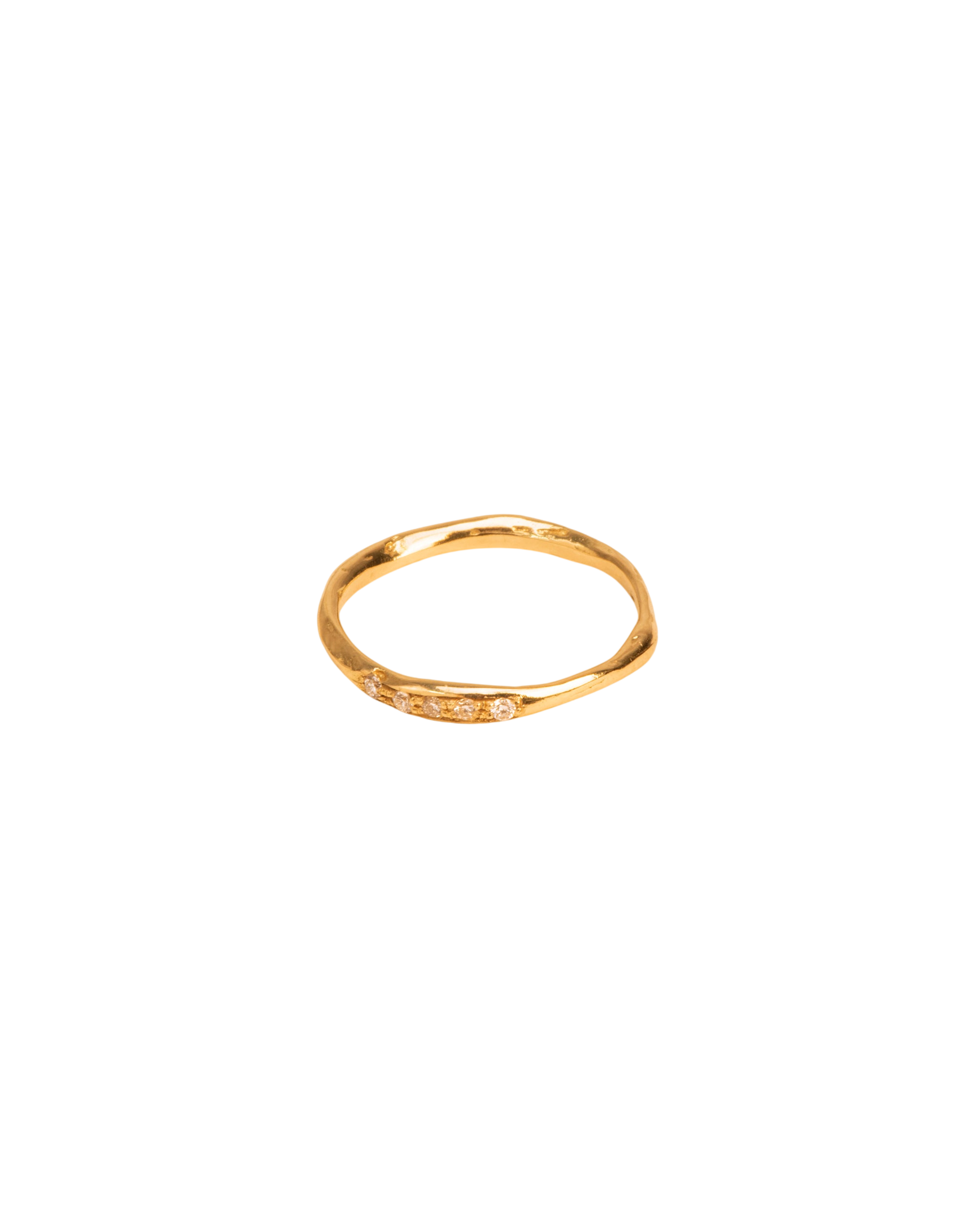 Organic ring with five white diamonds in 18 ct. gold photo