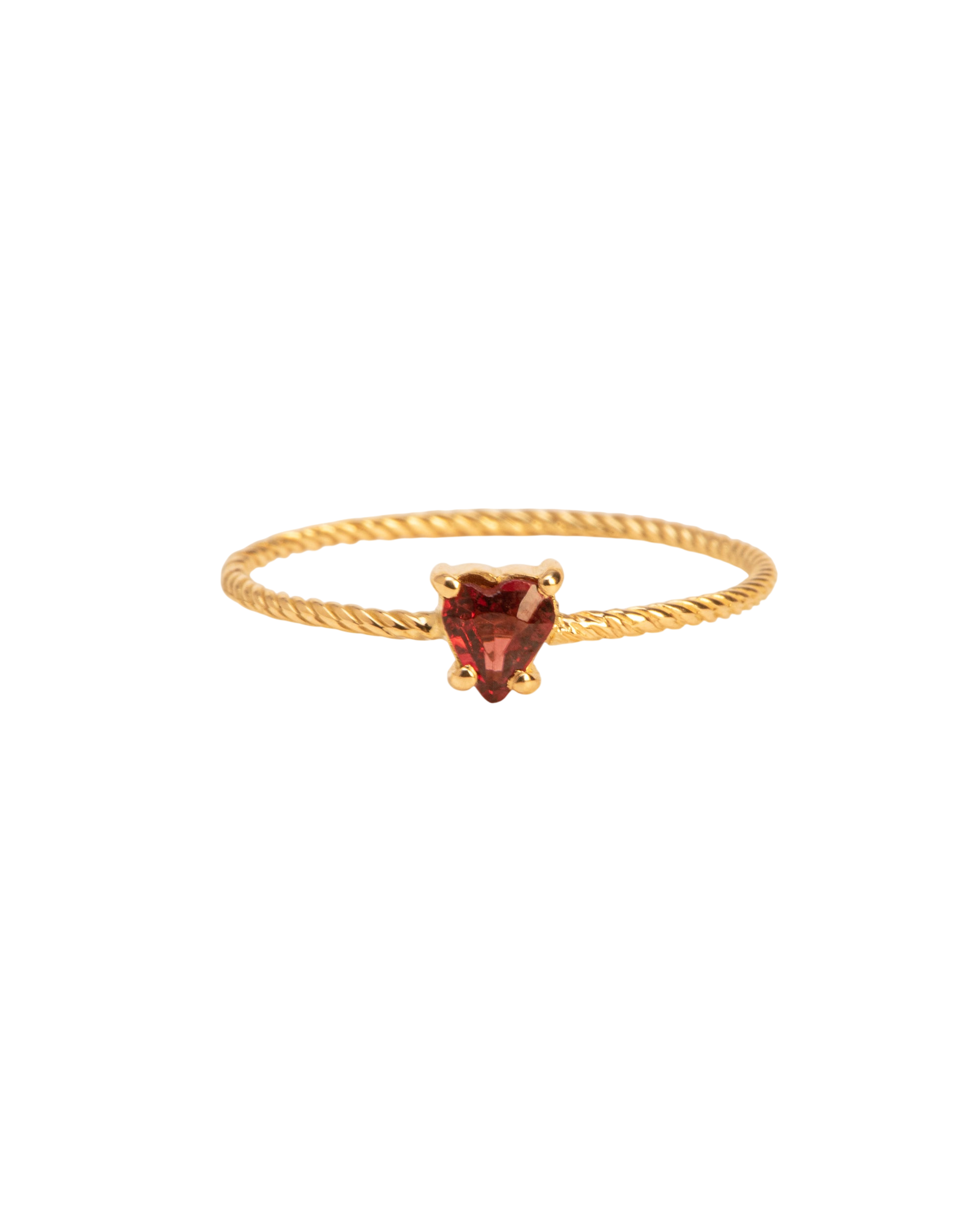 Ring with heart-shaped garnet in 18 ct. gold