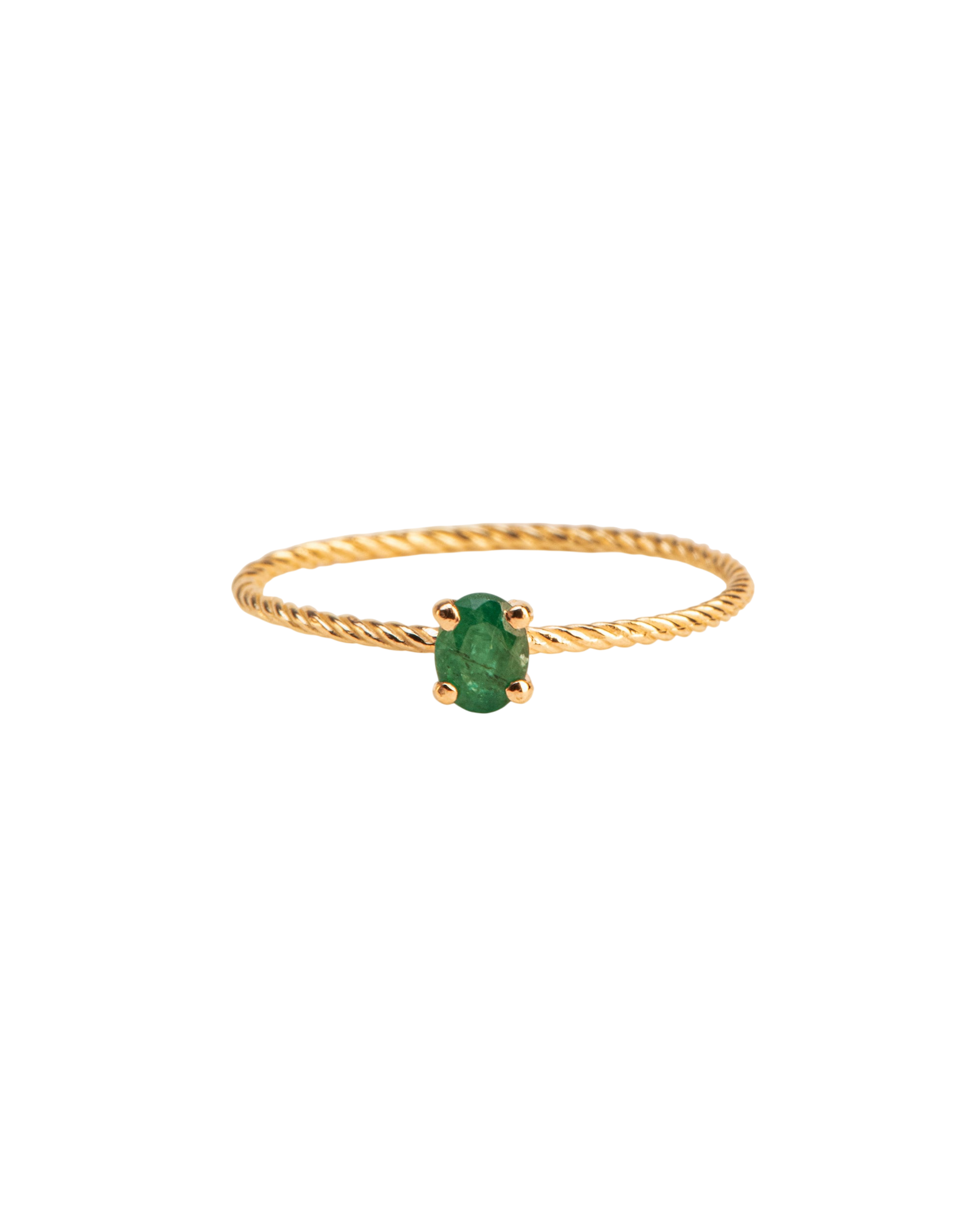 Twisted ring with emerald in 18 ct. gold