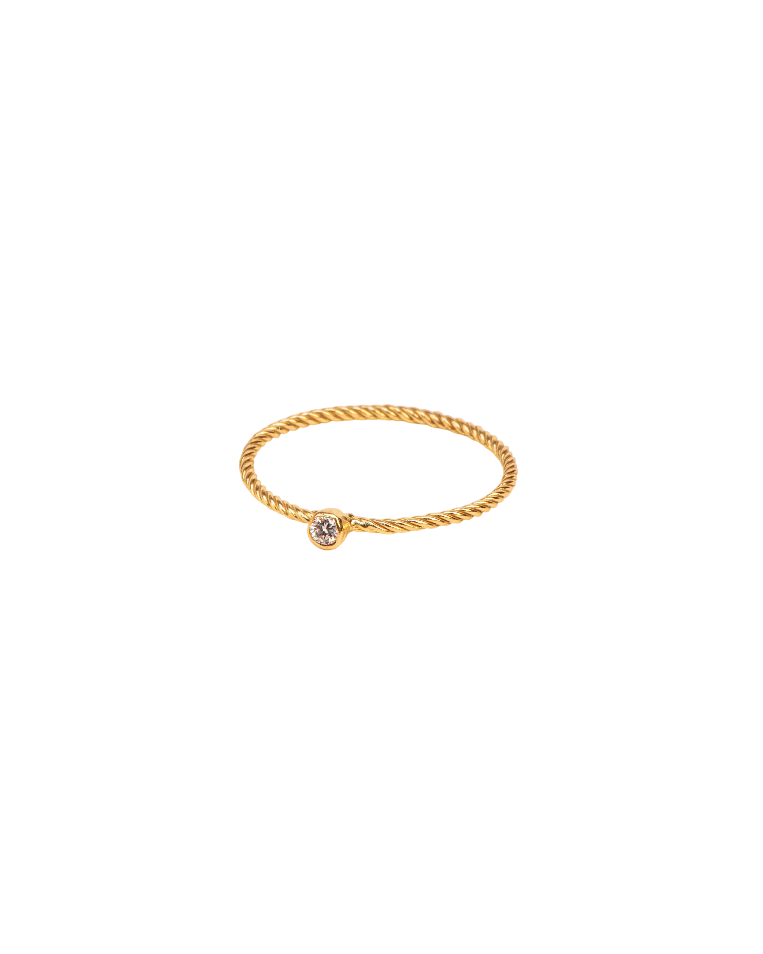 Twisted ring with white diamond in 18 ct. gold photo