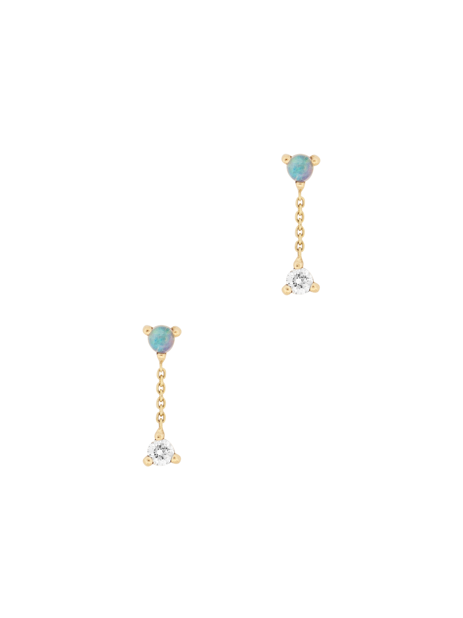 Small two-step chain drop piercing earring