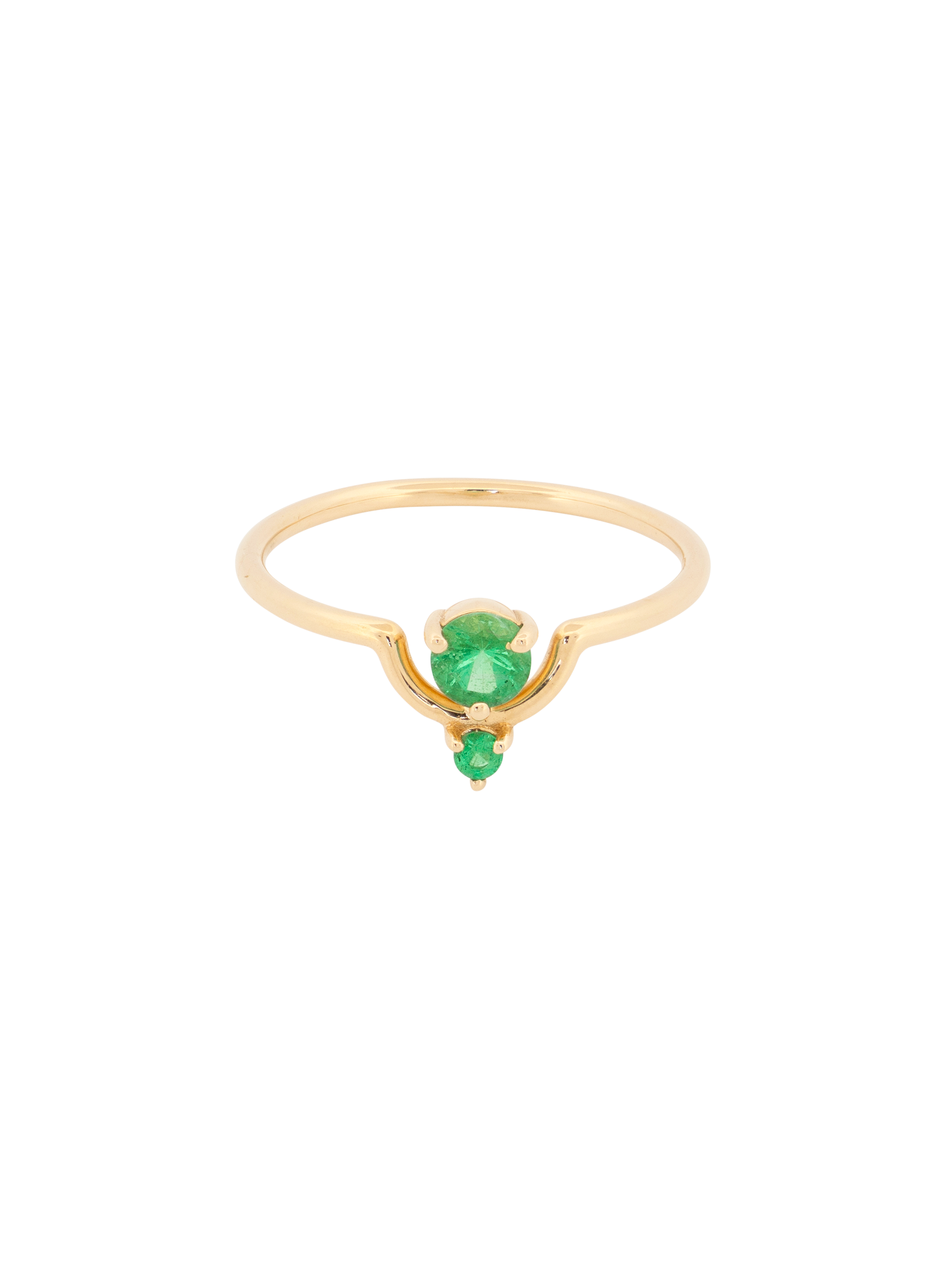 Nestled emerald ring