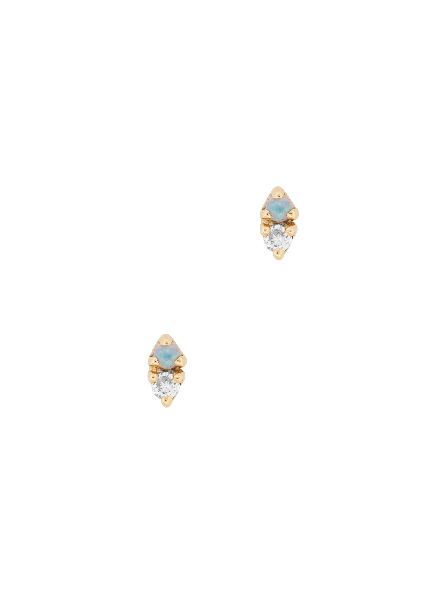 Two step opal and diamond piercing earring