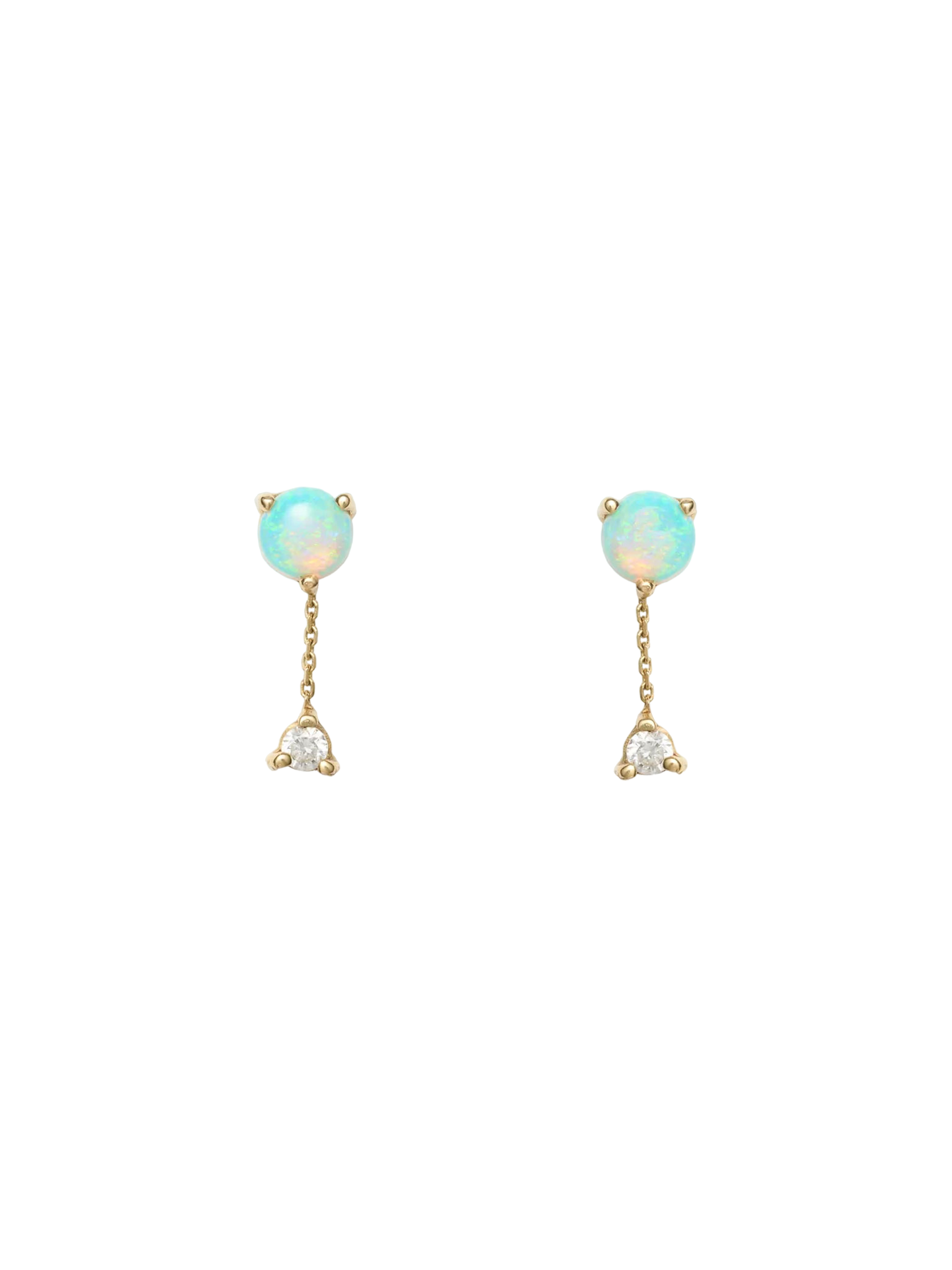 Large two-step opal and diamond chain earrings