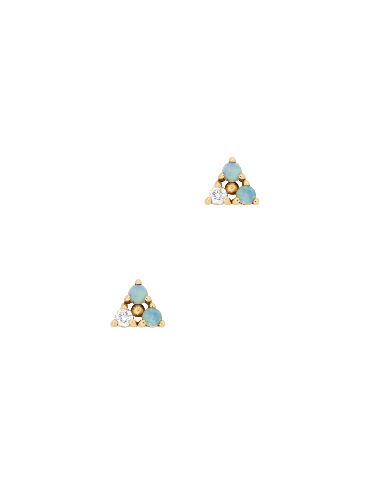 Tri-opal & diamond piercing earring