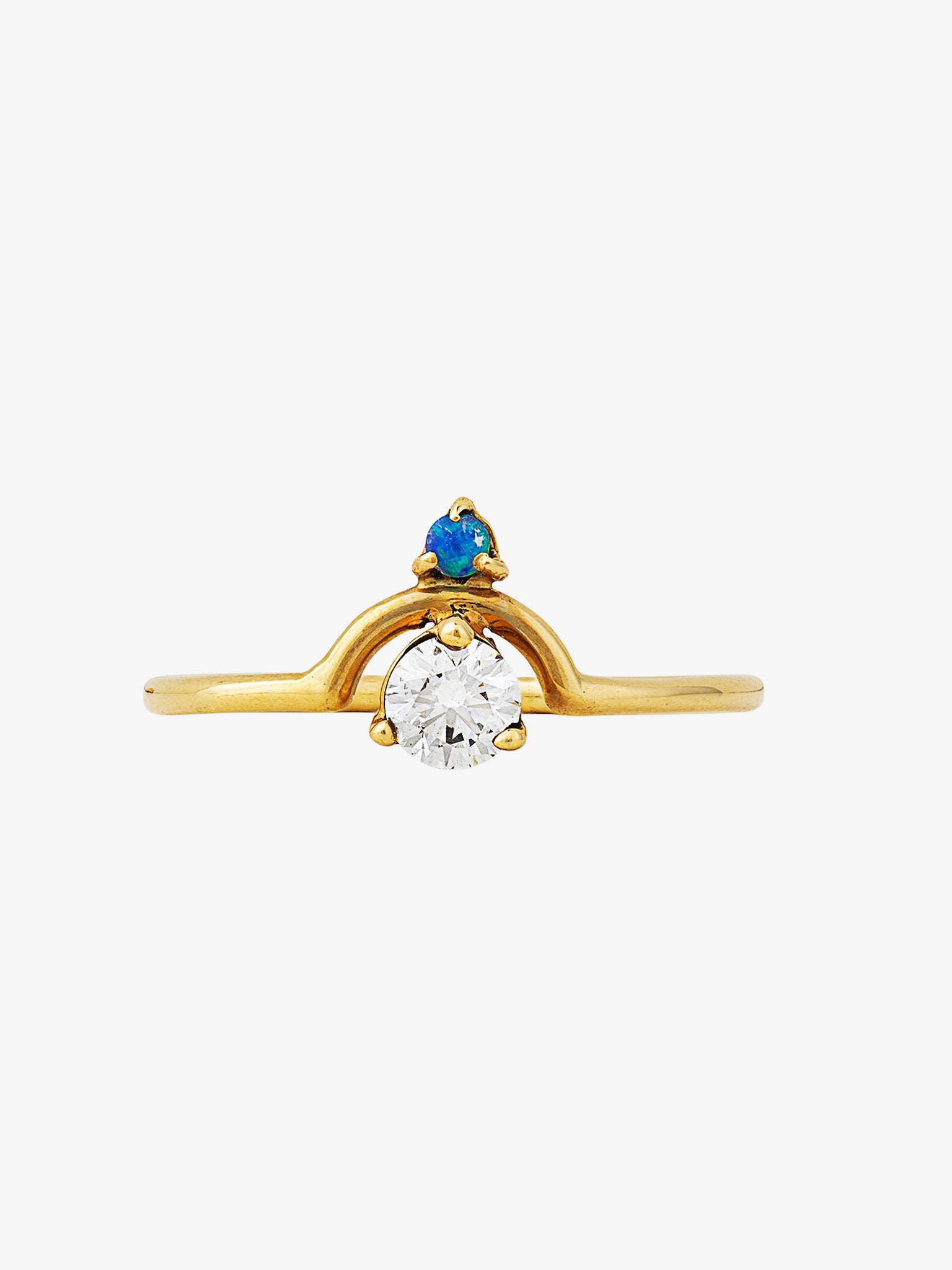 Small Nestled Diamond and Opal ring