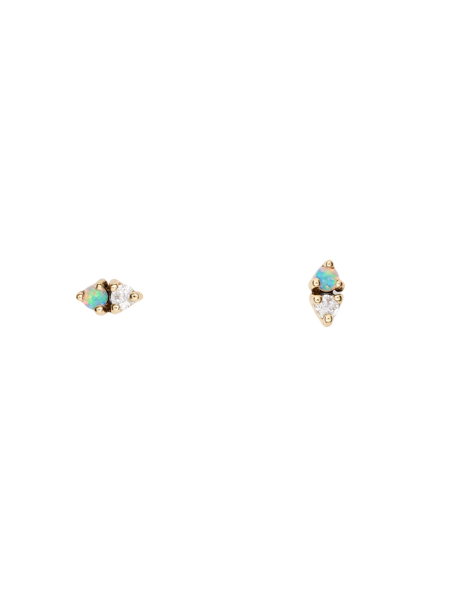 Two-Step Earrings with Opal & Diamond