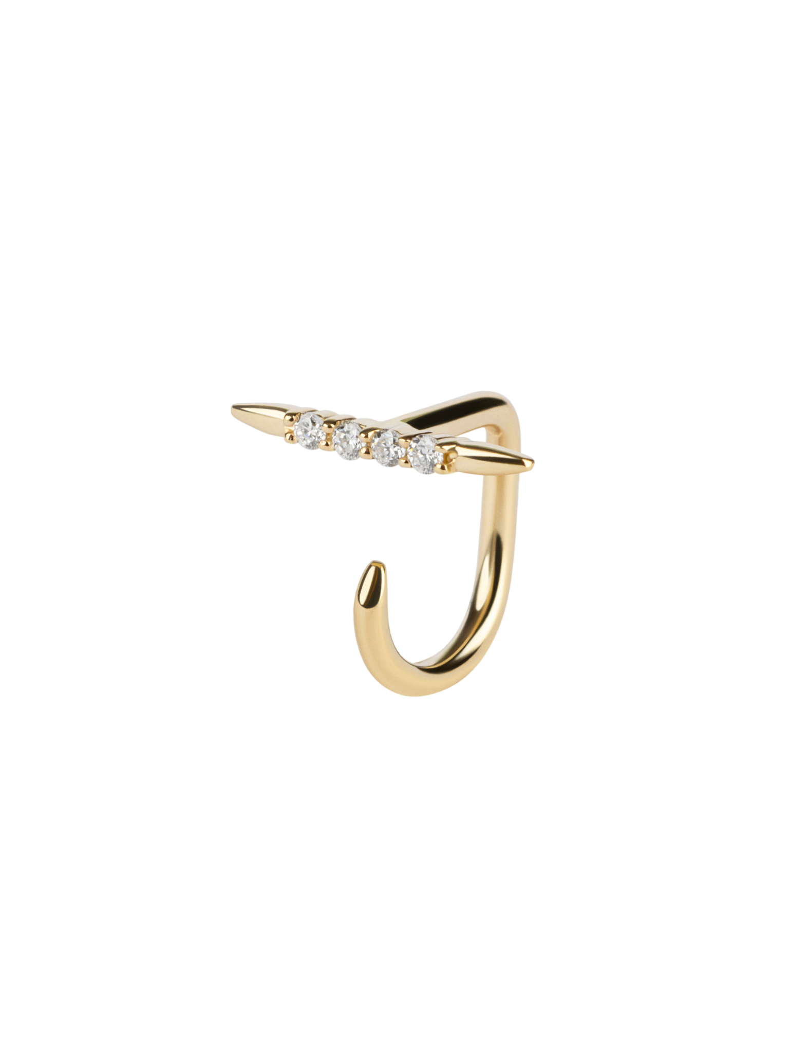 Needle claw earring yellow gold