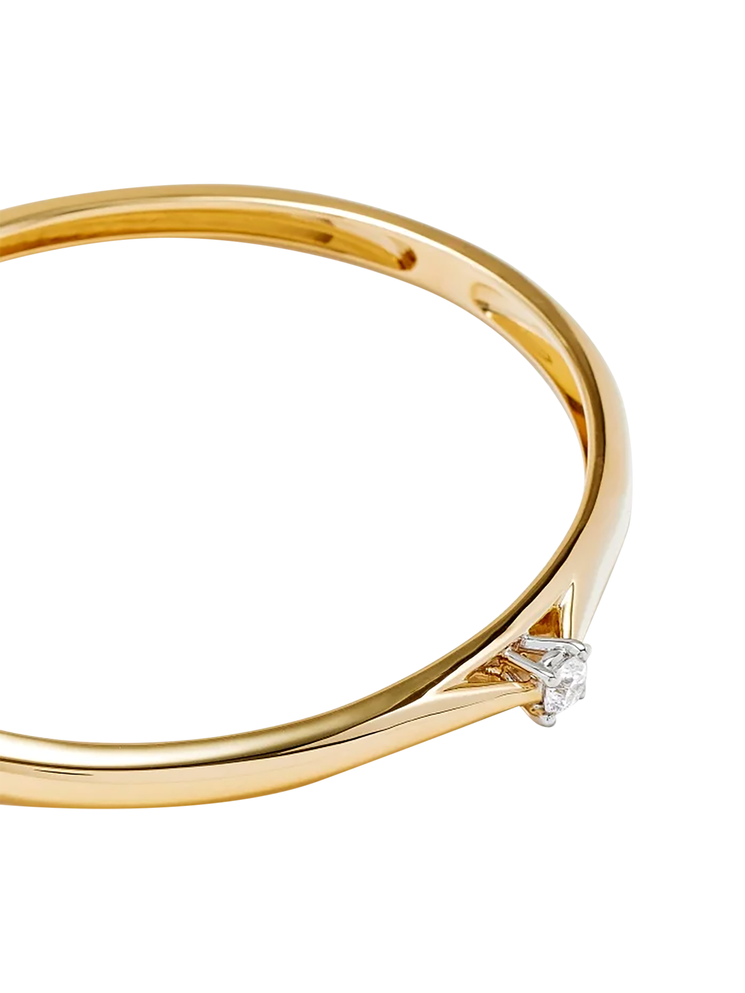 Yellow gold engagement solitaire bangle bracelet