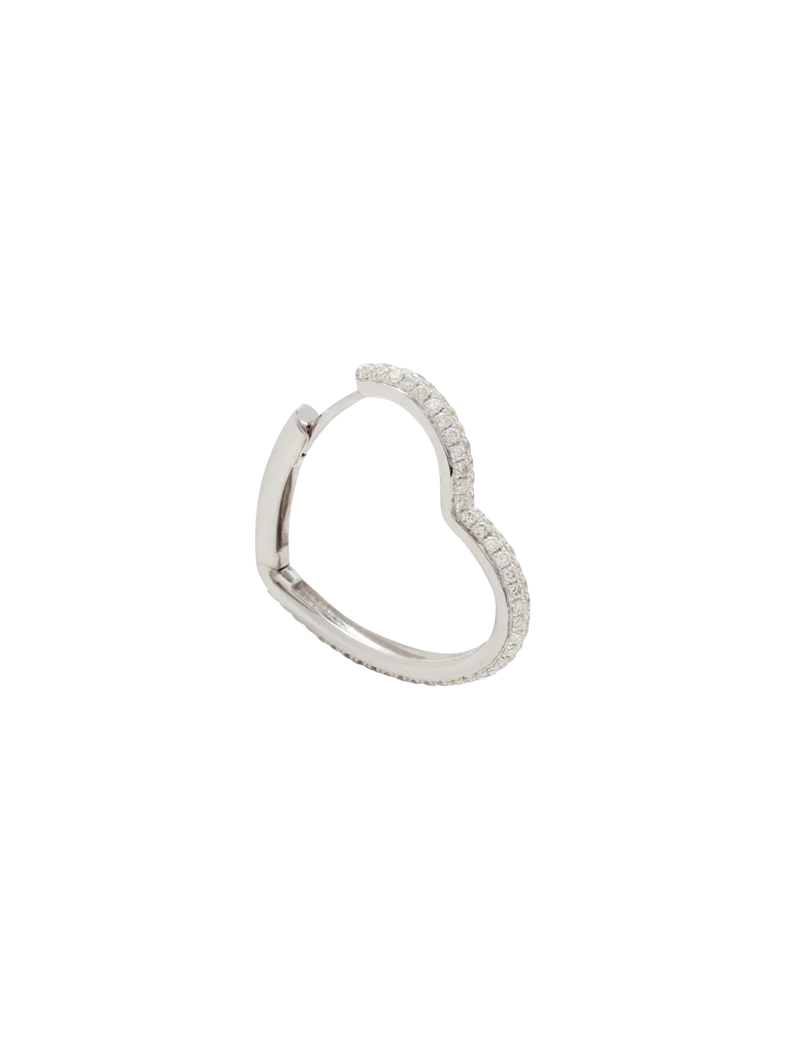 White gold diamond heart hoop earrings